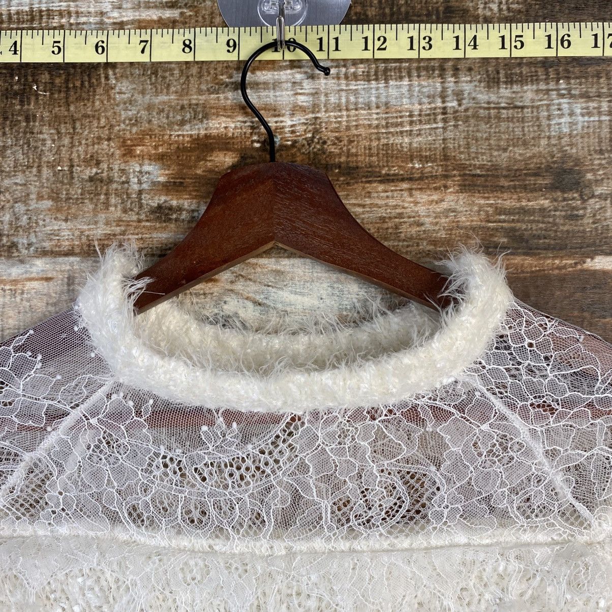 Homespun Knitwear DL Nice Claup White Mohair fur crochet Knitwear #C1102 Size S / US 4 / IT 40 - 4 Thumbnail