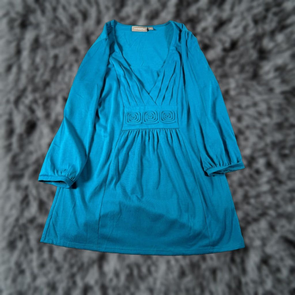 Croft & Barrow VINTAGE Croft & Barrow Top Small Appliqué Rosettes Whimsigoth Prairie Teal Flowy Shirt Ladies Small Teal Size S / US 4 / IT 40 - 1 Thumbnail
