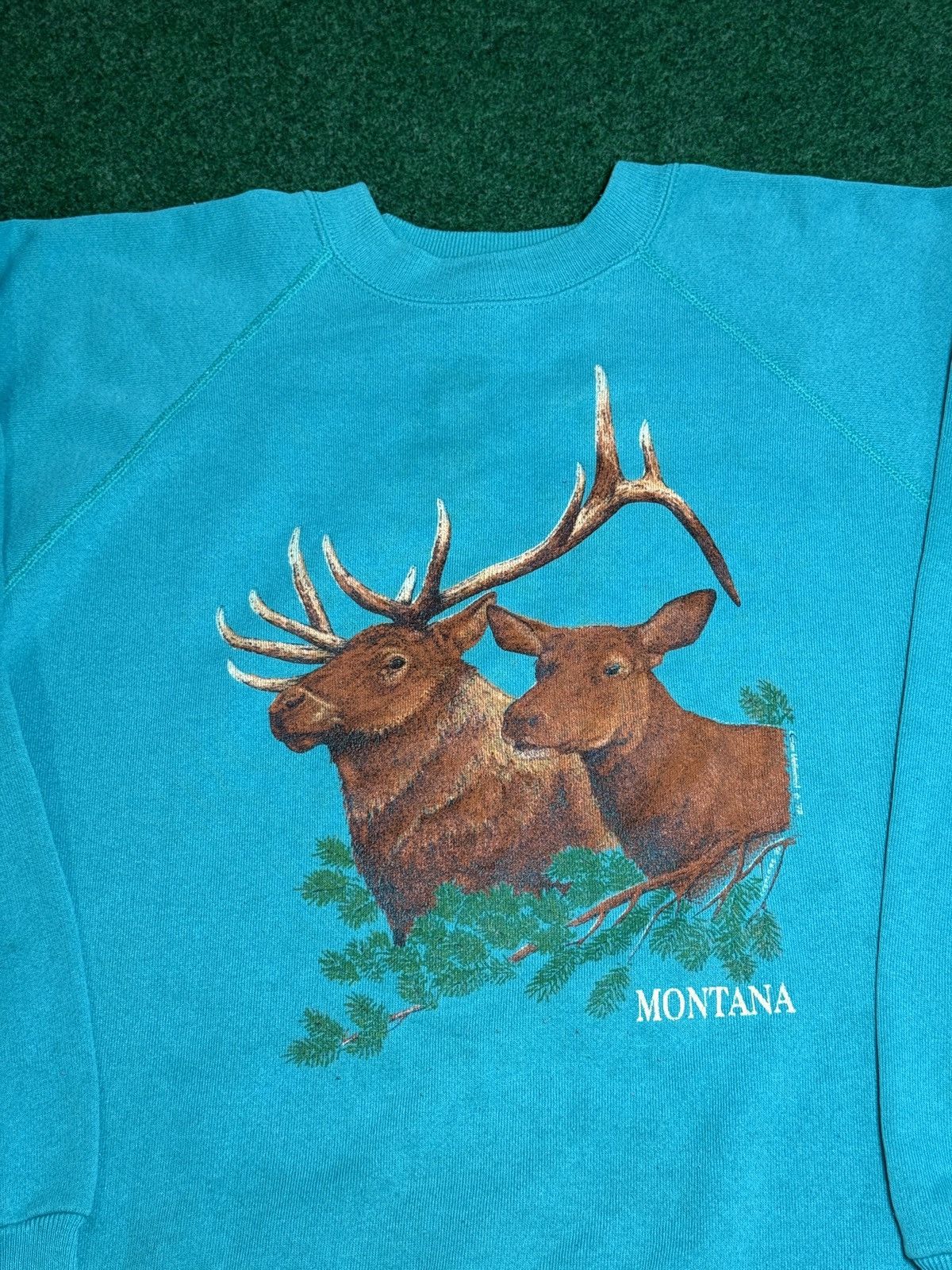 Hanes × Vintage Vintage 90s Elk Animal Print Montana Joe Rogan Sweatshirt Size US L / EU 52-54 / 3 - 2 Thumbnail