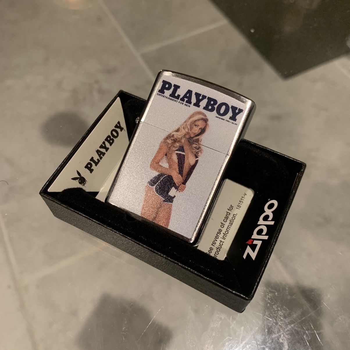 Vintage 1982 Playboy cover brushed chrome zippo lighter