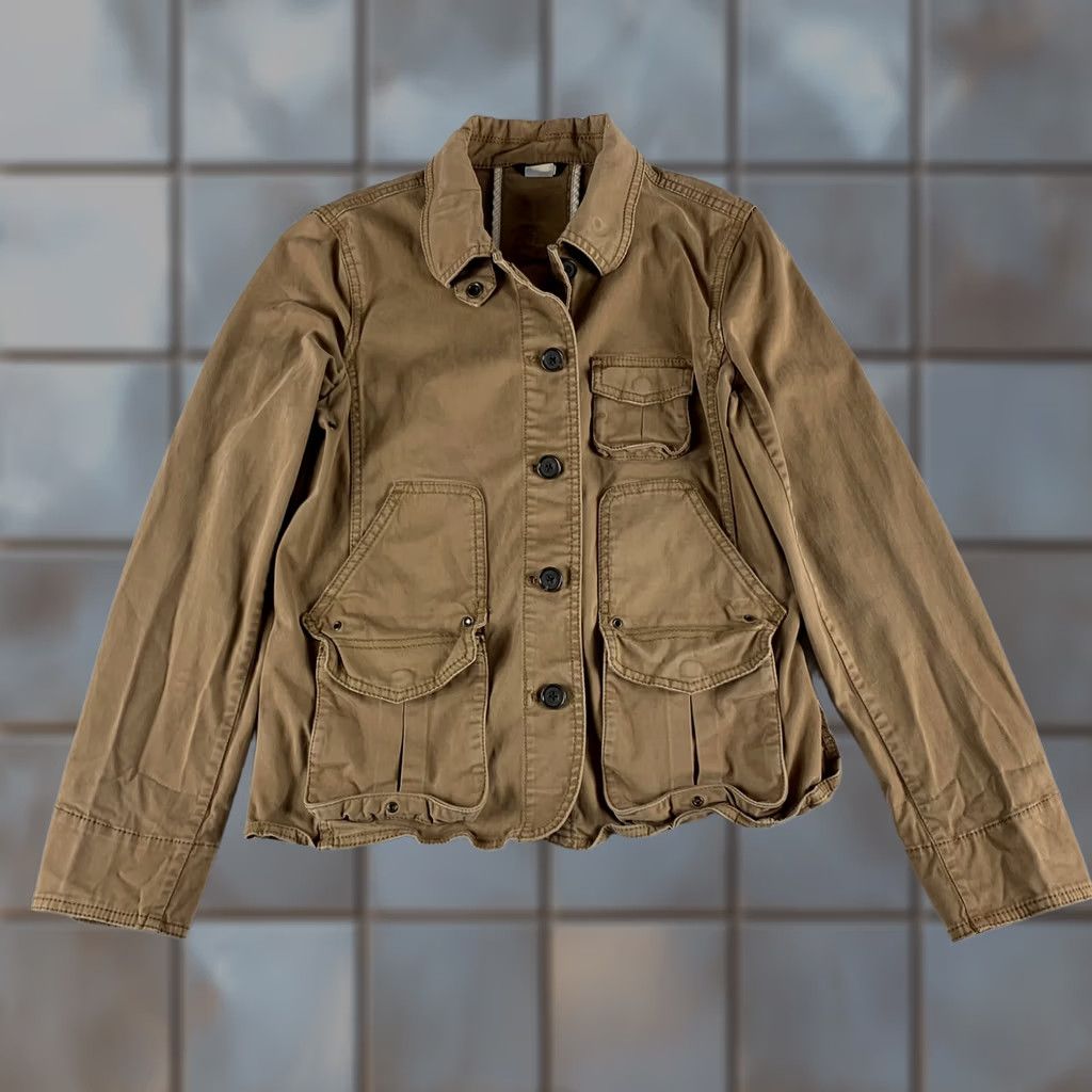 J.Crew J.CREW Jacket Womens Small Brown BEIGE Field Cotton Coat Button Up Cargo Pockets Shirt Military Army Casual Womens Size S / US 4 / IT 40 - 1 Thumbnail
