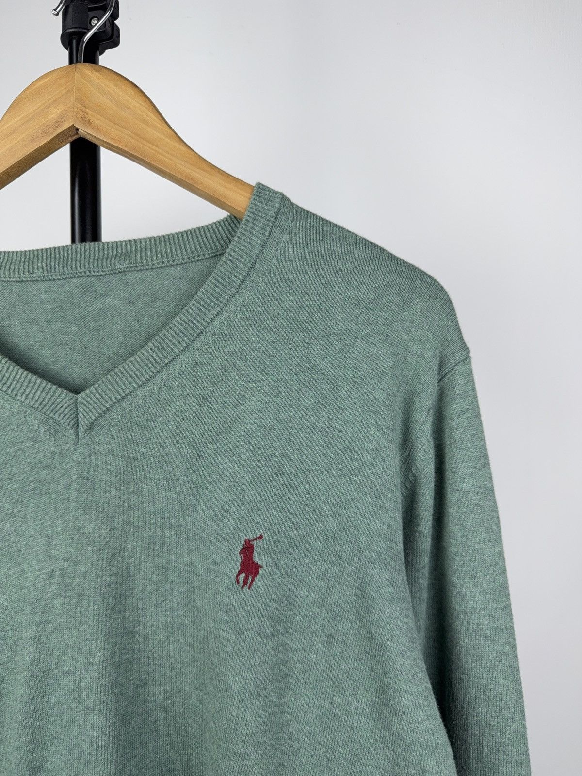 Polo Ralph Lauren Vintage 90s Polo Ralph Lauren Green V-Neck Knit Sweater L Size US L / EU 52-54 / 3 - 4 Thumbnail