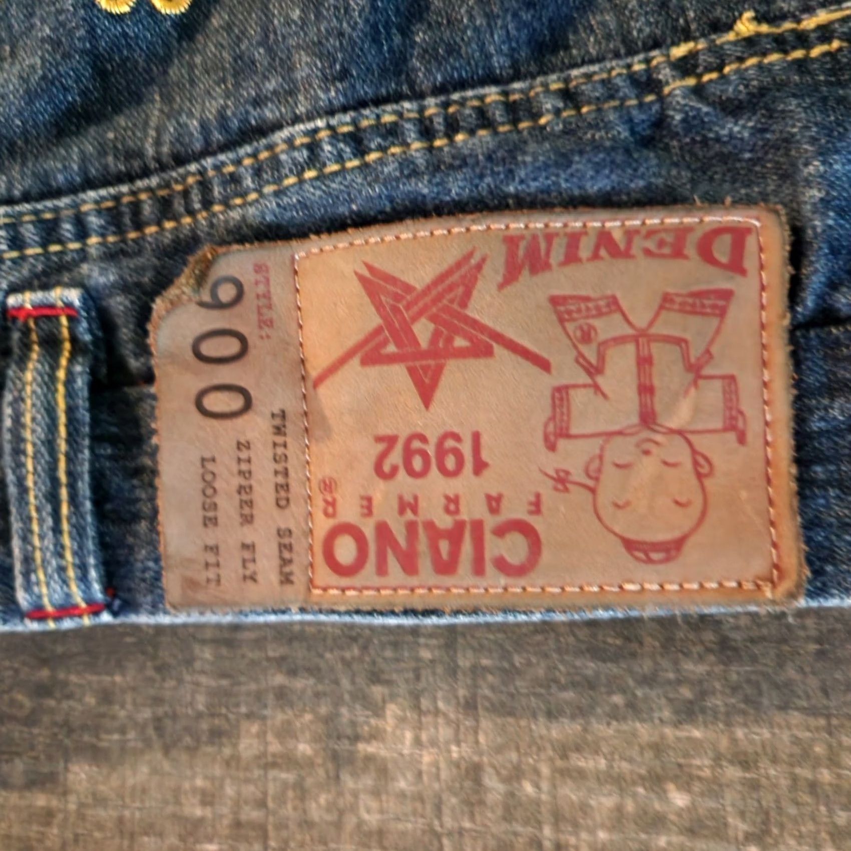 Twisted X Ciano Farmer Jeans Selvedge Denim Twisted Seam Mens 42x35 Loose Fit Multicolor Woodgrain Denim Jeans Mens Waist 42 Inseam 35 Regular Relaxed Size US 42 / EU 58 - 4 Thumbnail