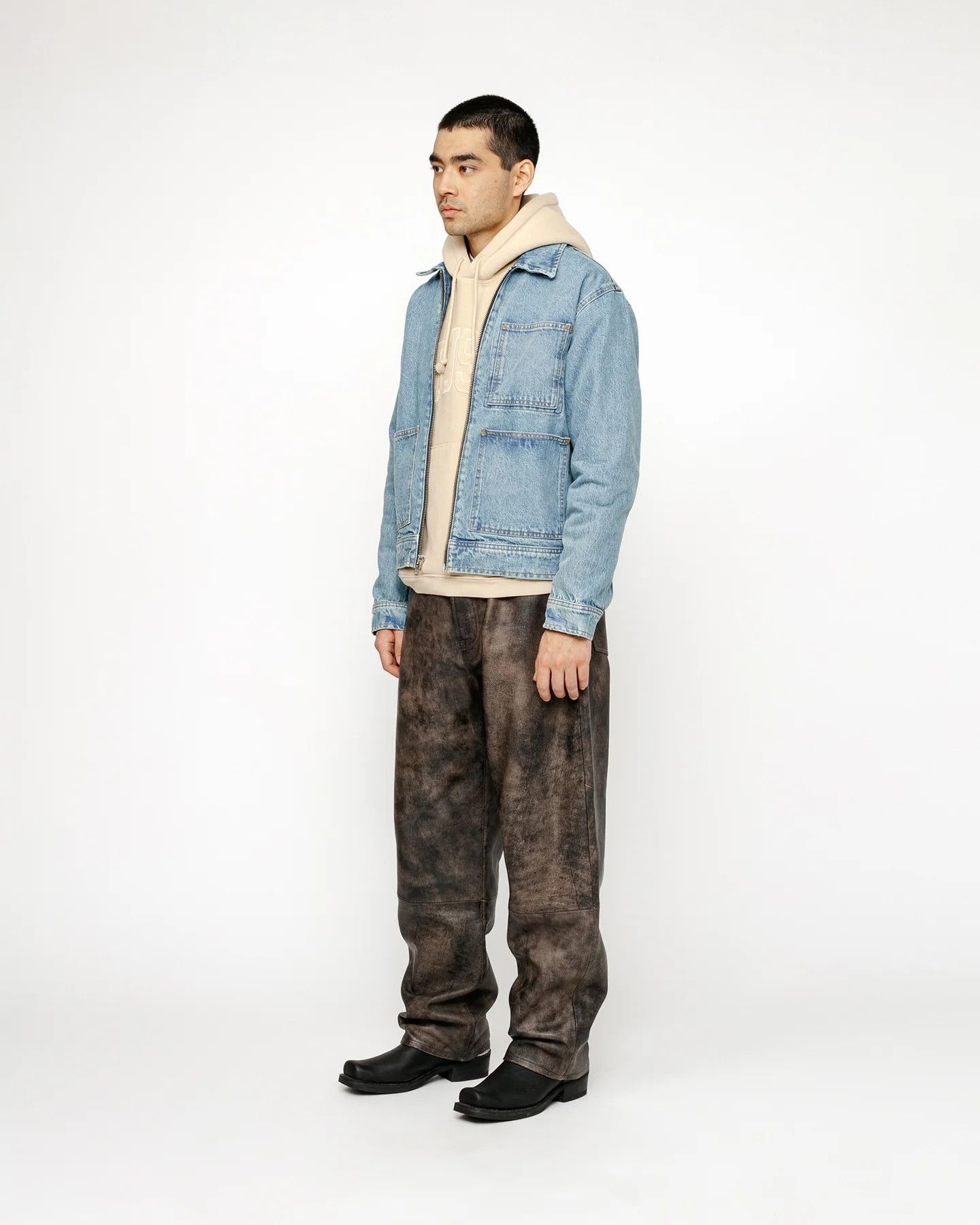 Stussy o1kmrn0424 Unisex Zip Work Denim Jacket in Blue Size US M / EU 48-50 / 2 - 2 Thumbnail
