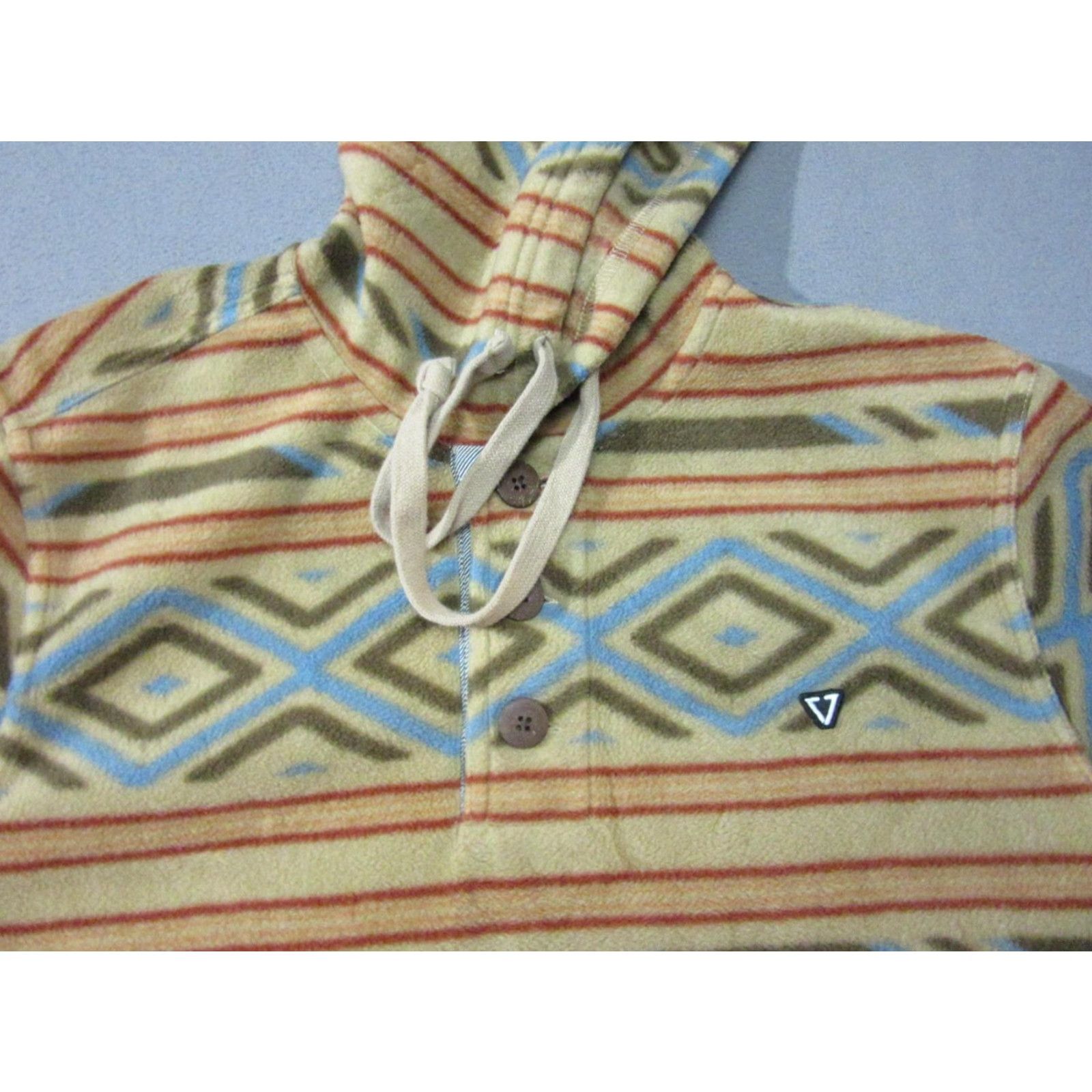 Vissla Vissla Hoodie Mens Small Multicolor Fleece Henley Aztec Tribal Pullover Flipcuff Size US S / EU 44-46 / 1 - 2 Thumbnail