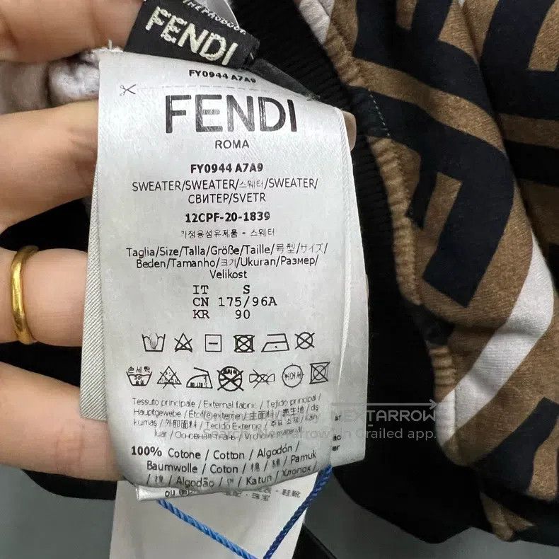 Fendi Fendi Double F printed sweater with leather brand embroide Size US S / EU 44-46 / 1 - 3 Thumbnail