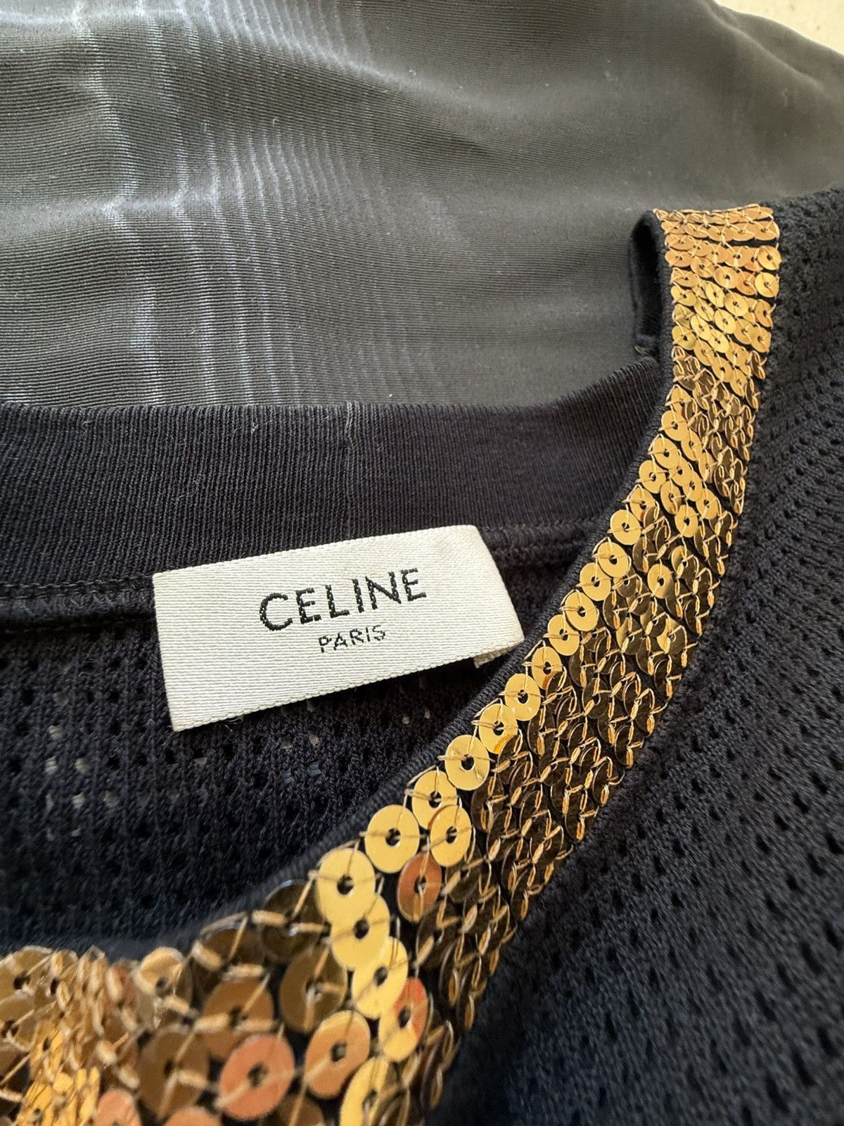 Celine $1.74k SS23 Celine 16 black gold sequin logo jersey t shirt Size US S / EU 44-46 / 1 - 18 Thumbnail
