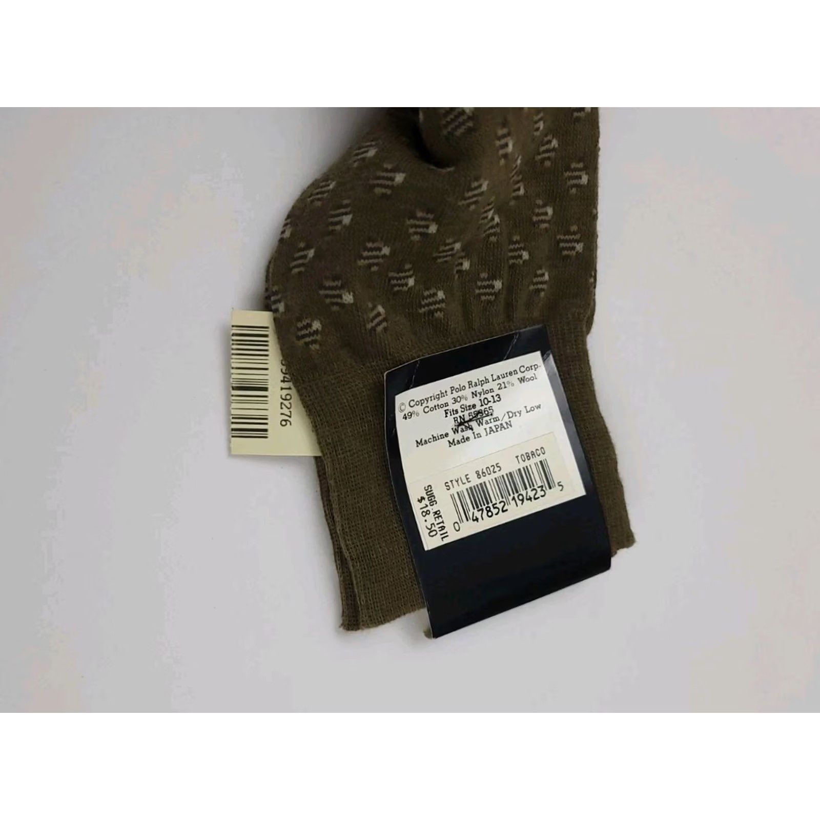 Polo Ralph Lauren VINTAGE Polo Ralph Lauren Socks Dress Socks 10-13 Beige Wool Cotton Blend Pattern Deadstock NWT RL Mens Size US M / EU 48-50 / 2 - 4 Thumbnail