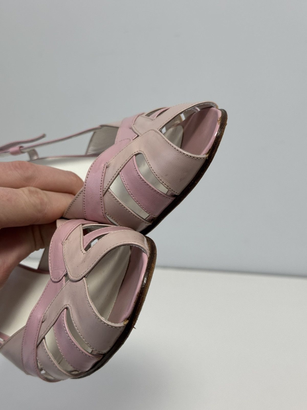 Bally Bally Pink Leather Slingback Heels Peep Toe Strappy Pumps Size US 10 / IT 40 - 15 Thumbnail