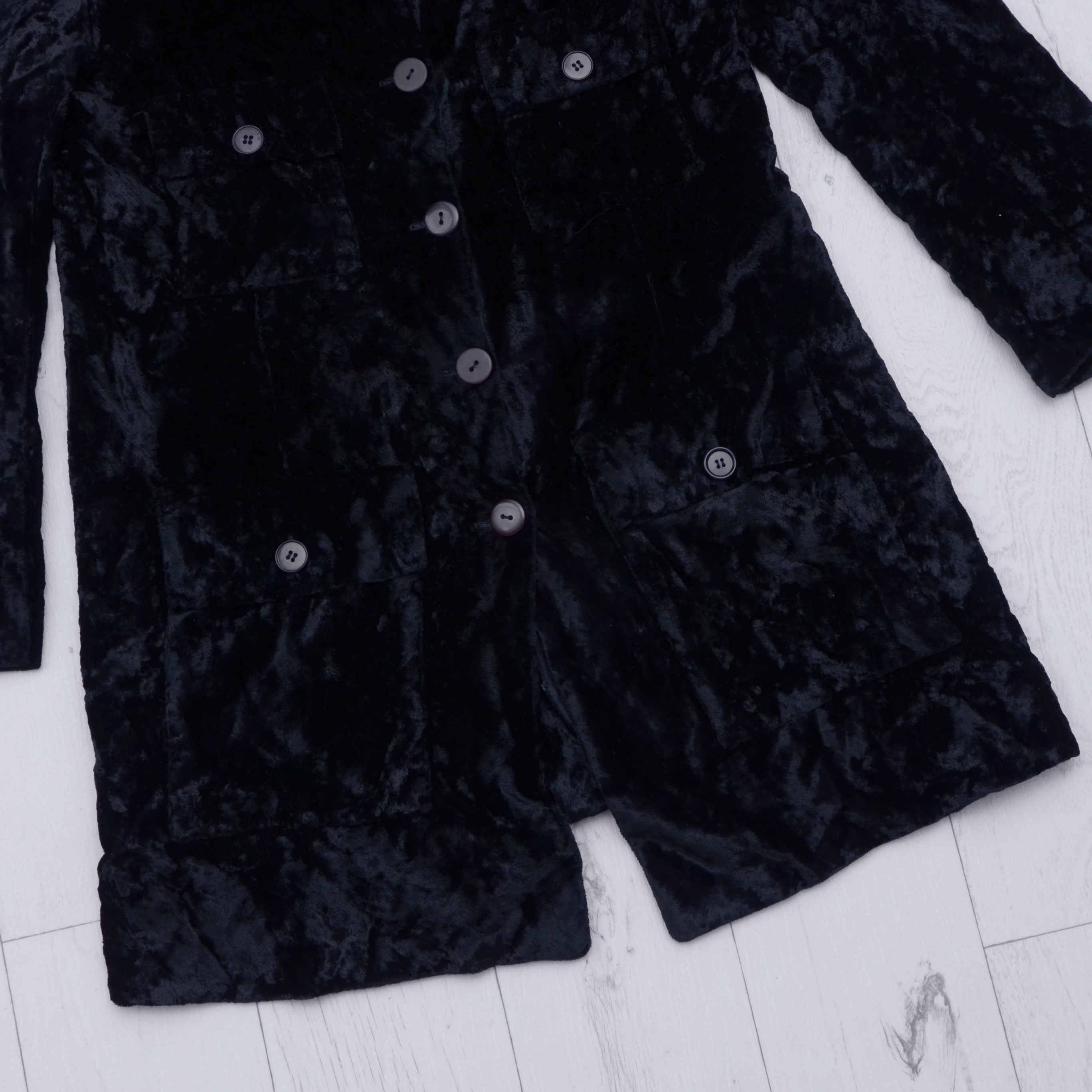 Sonia Rykiel × Vintage Rare Sonia Rykiel Vintage Black Velour Velvet Coat Sz 42 Y2K Size M / US 6-8 / IT 42-44 - 3 Thumbnail