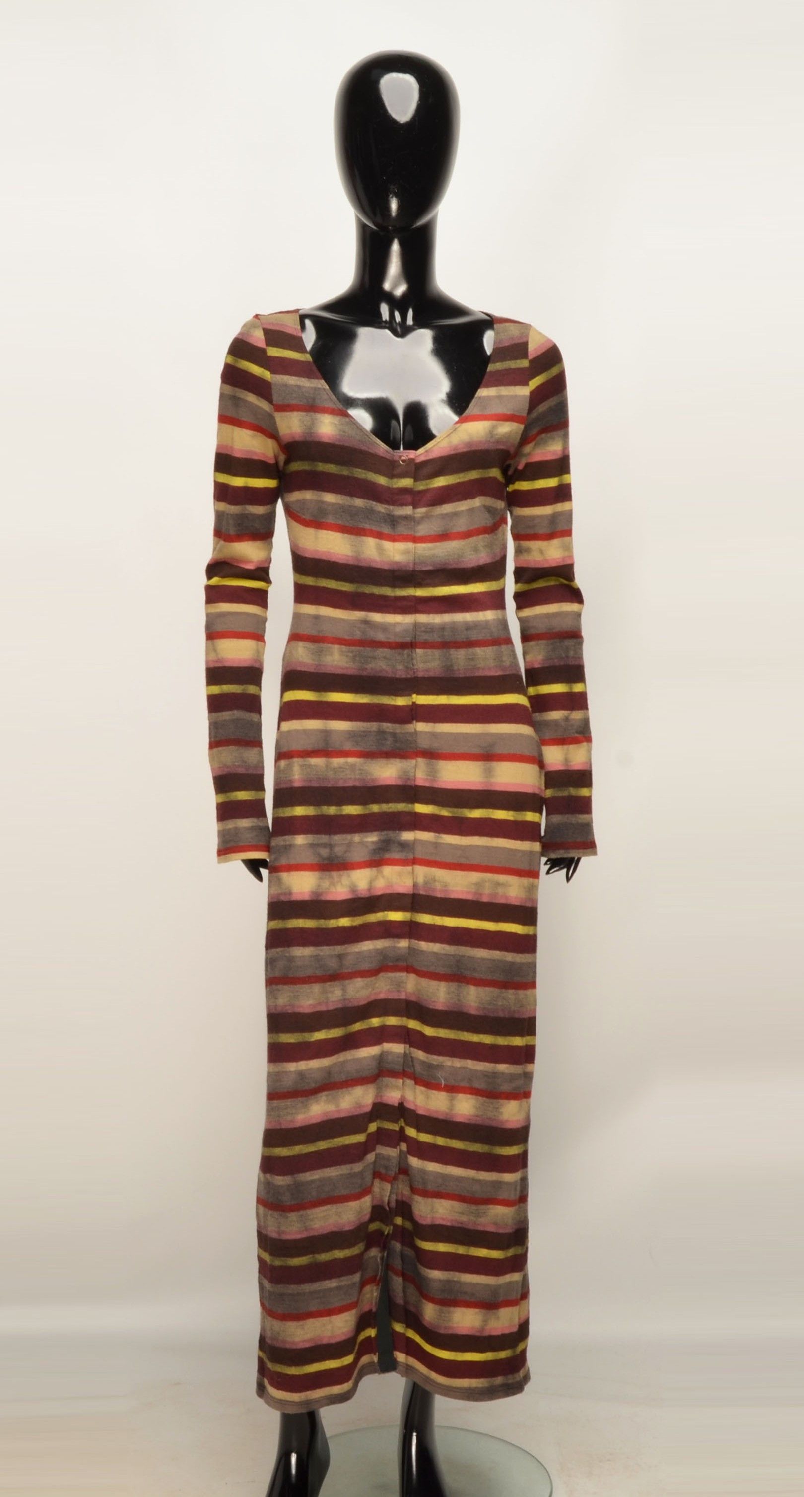 Krizia Vintage Krizia Striped Wool Blend Long Sleeve Maxi Dress Size M / US 6-8 / IT 42-44 - 1 Thumbnail