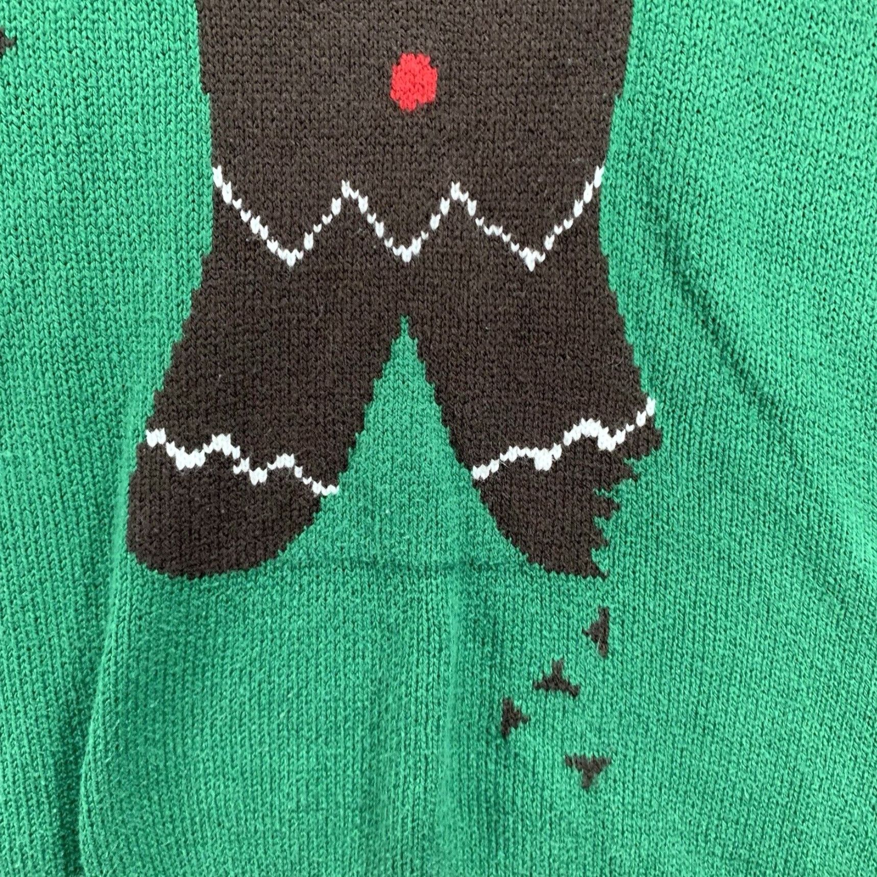 Vintage Funny Gingerbread Man Ugly Christmas Sweater Vest Medium Green Unisex Adult Holiday Size US M / EU 48-50 / 2 - 6 Thumbnail