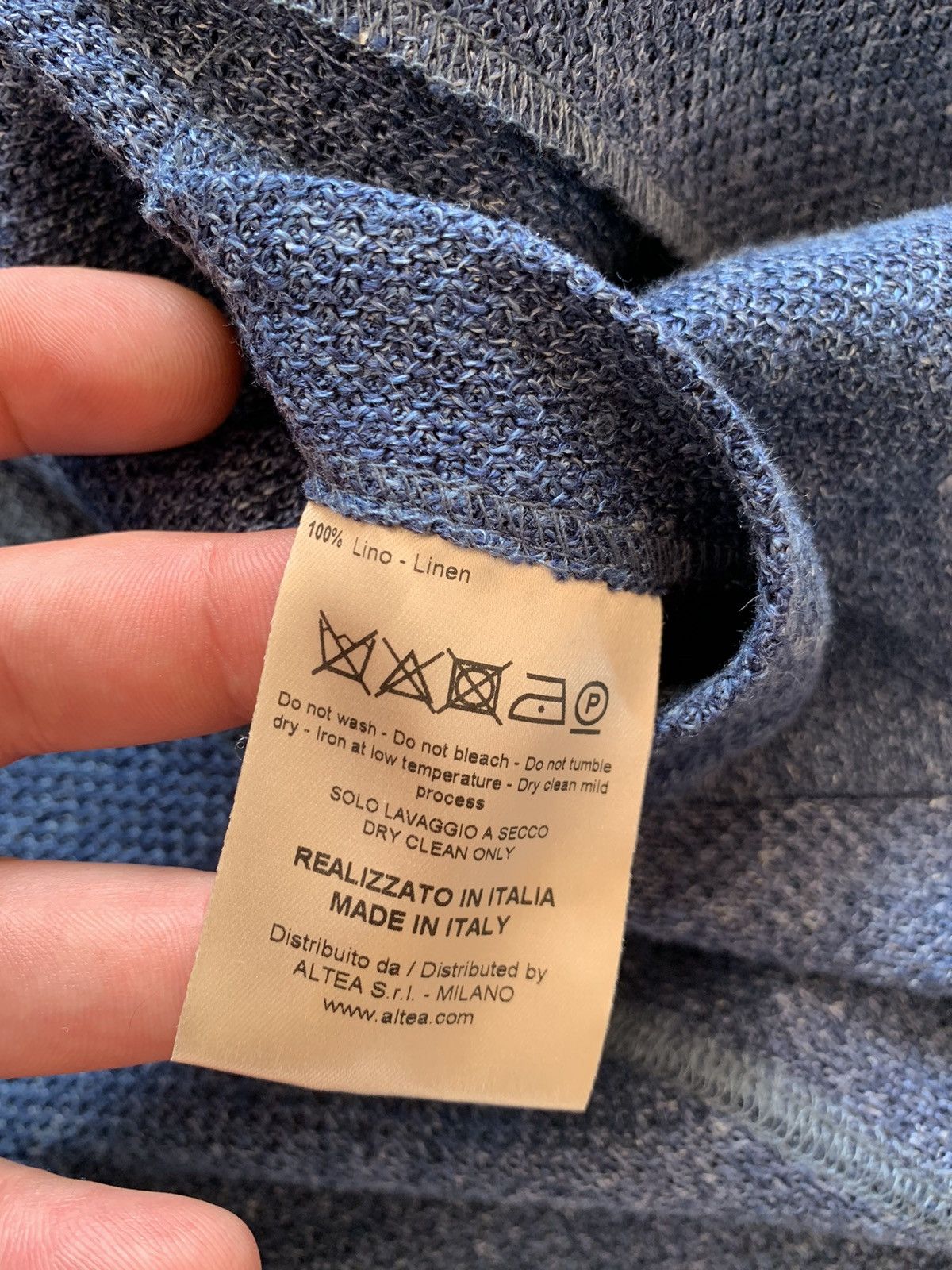Altea Altea Alfonso Melange 100% Linen Blue Blazer L Size Size 44S - 6 Thumbnail