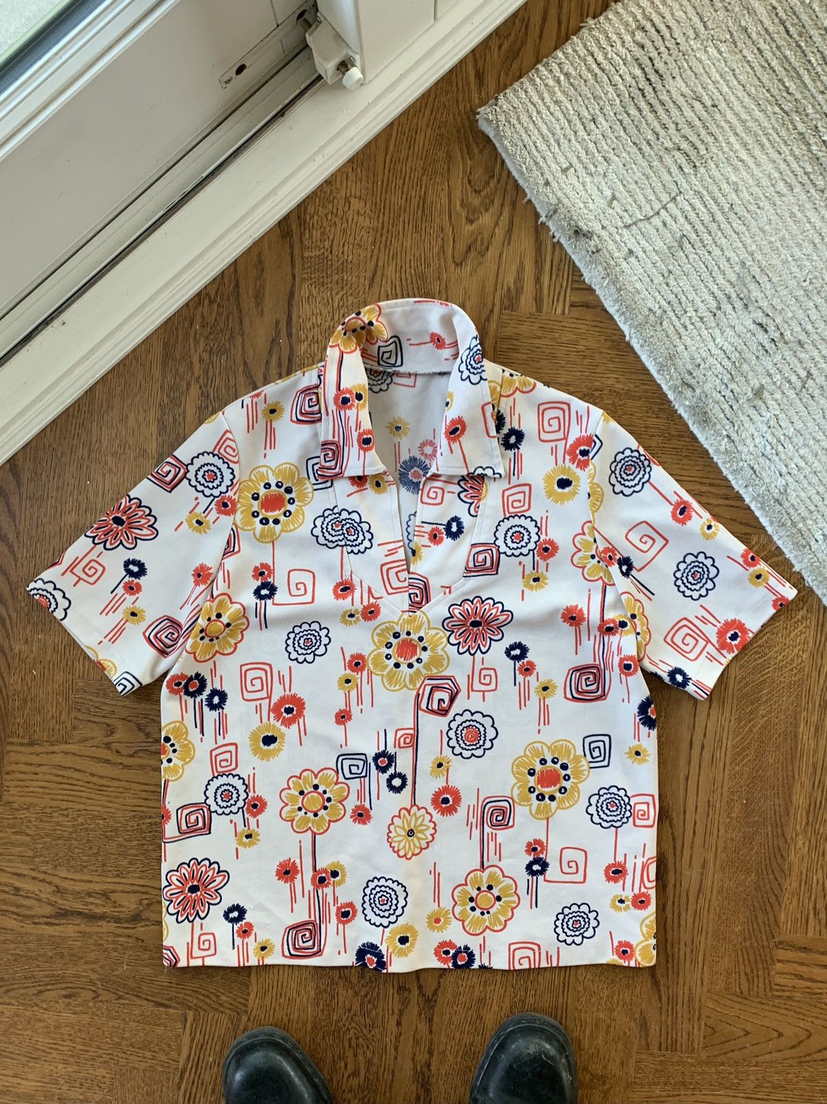Vintage 1960s Shortsleeve Shirt True Vintage Polo 50s Floral MCM Size US M / EU 48-50 / 2 - 13 Thumbnail
