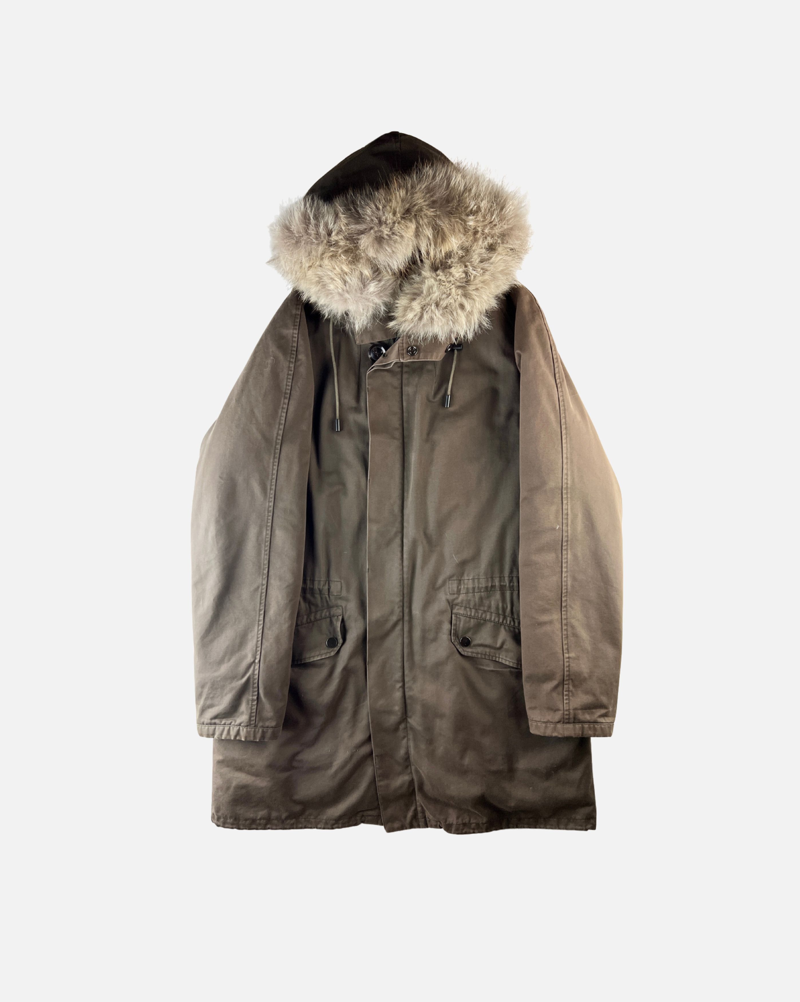 Yves Salomon Green Fur Parka Jacket