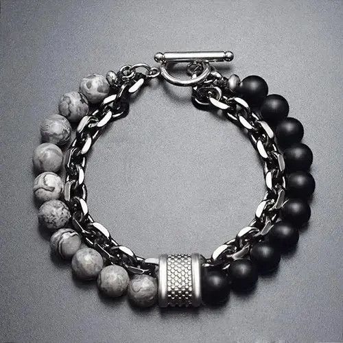 Jewelry Punk Style Double Layer Bead Bracelet Size ONE SIZE - 3 Thumbnail