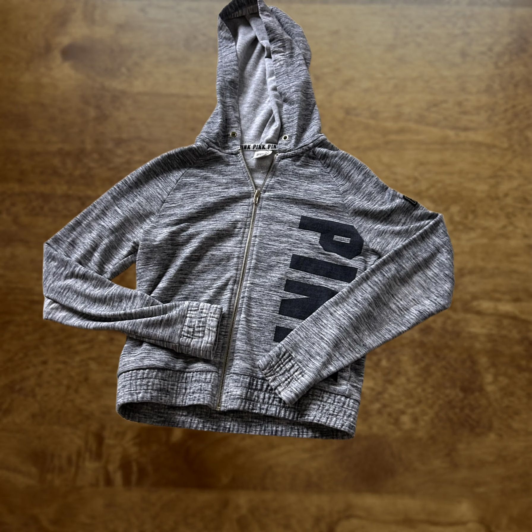 Pinko PINK Victoria's Secret Hoodie Womens XS Gray Full Zip Knit Logo Sweatshirt Size XS / US 0-2 / IT 36-38 - 1 Thumbnail