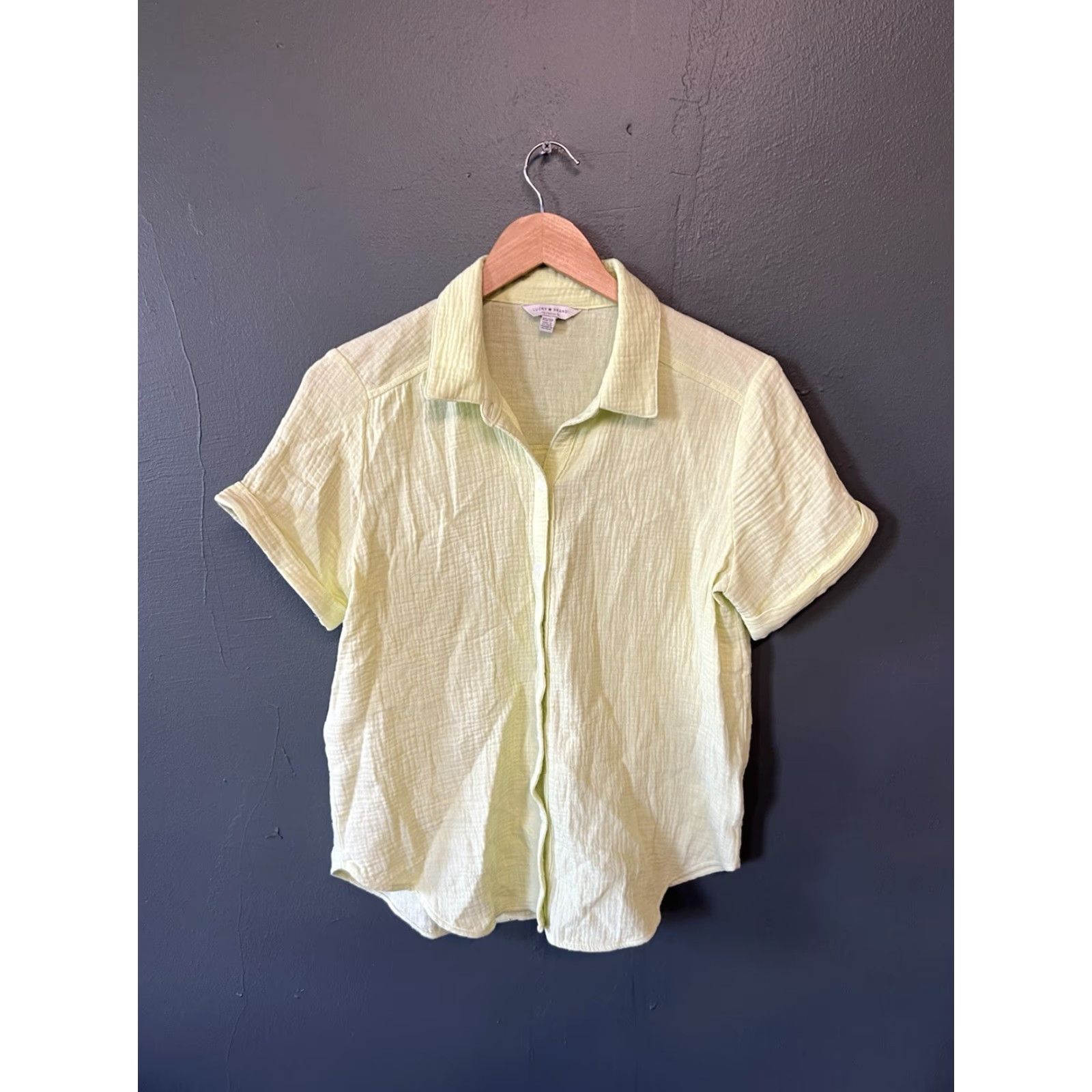 Lucky Brand Lucky Brand Womens Button-Up Shirt XS Green Short Sleeve Size XS / US 0-2 / IT 36-38 - 2 Thumbnail