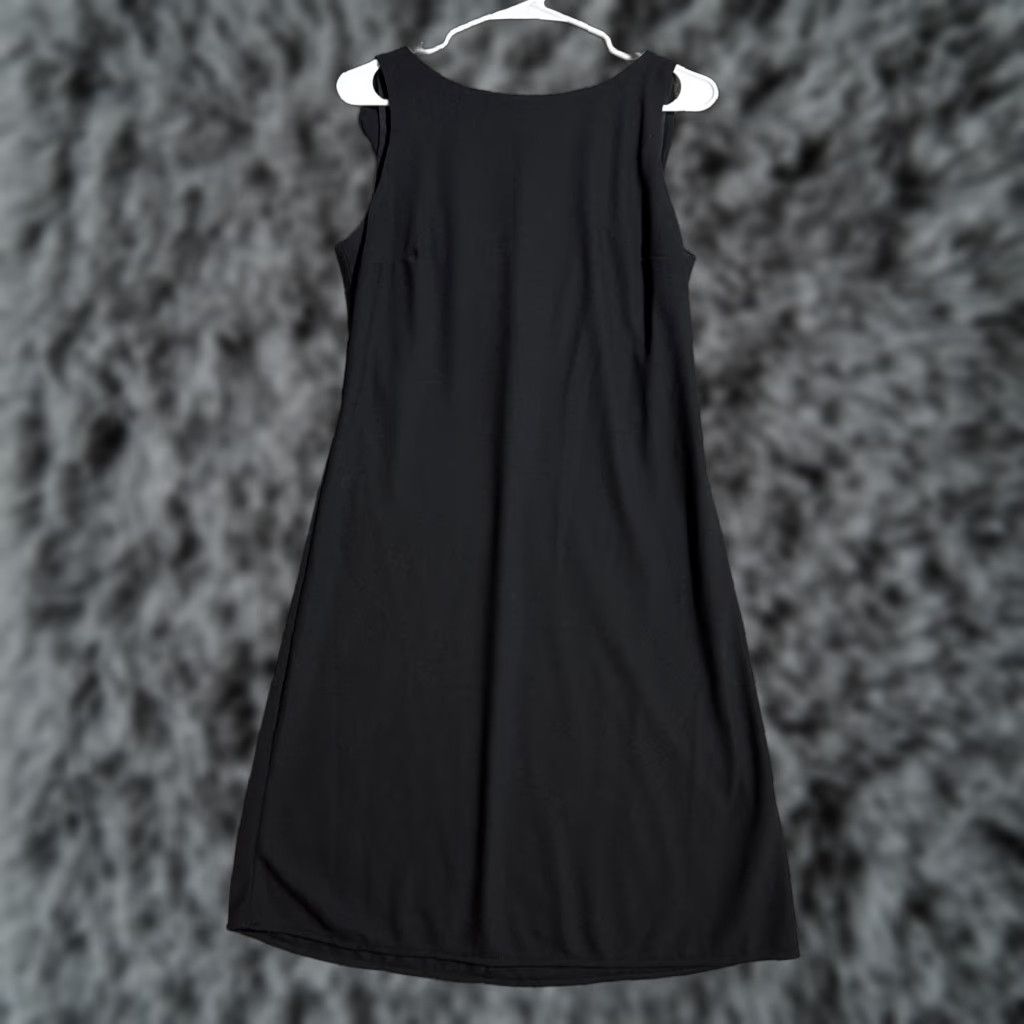 Vintage VINTAGE Chelsea Nites Dress Size 10 Sleeveless Cowl Neck Knee Length Black Polyester Women 90s Party Cocktail Sheath USA Size L / US 10 / IT 46 - 1 Thumbnail