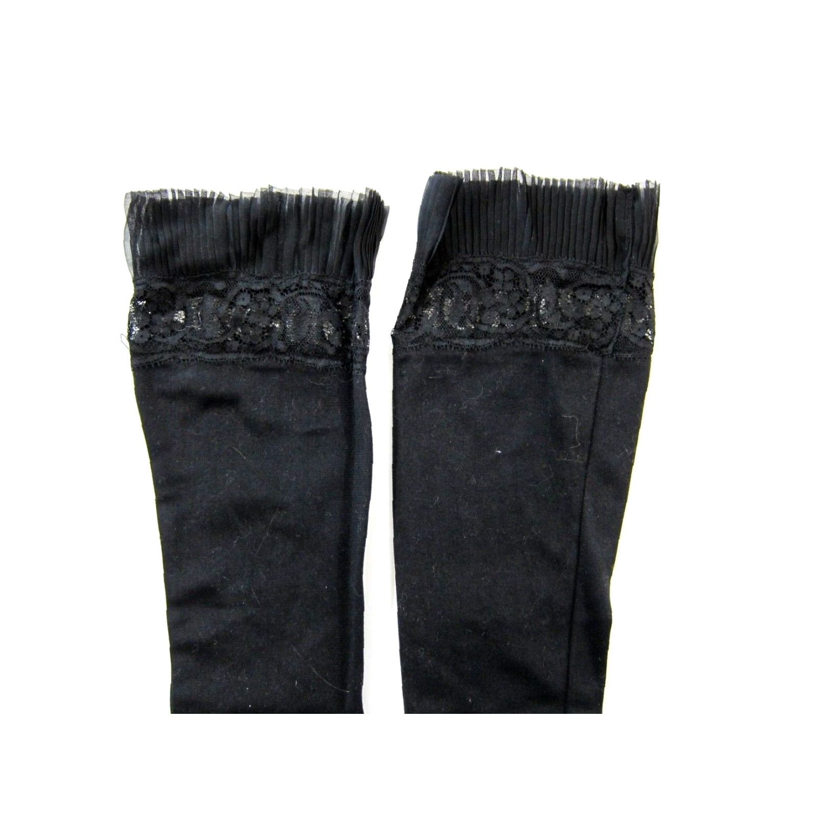 Vintage VINTAGE Black Pleated Lace Tight Fitted Long Party Cocktail Women Glove S- Size ONE SIZE - 3 Thumbnail