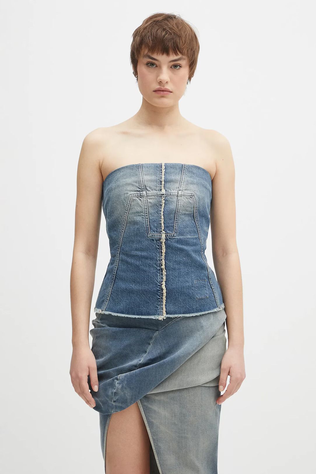 Rick Owens o1mle0426 Bustier Top in Blue Size M / US 6-8 / IT 42-44 - 1 Thumbnail