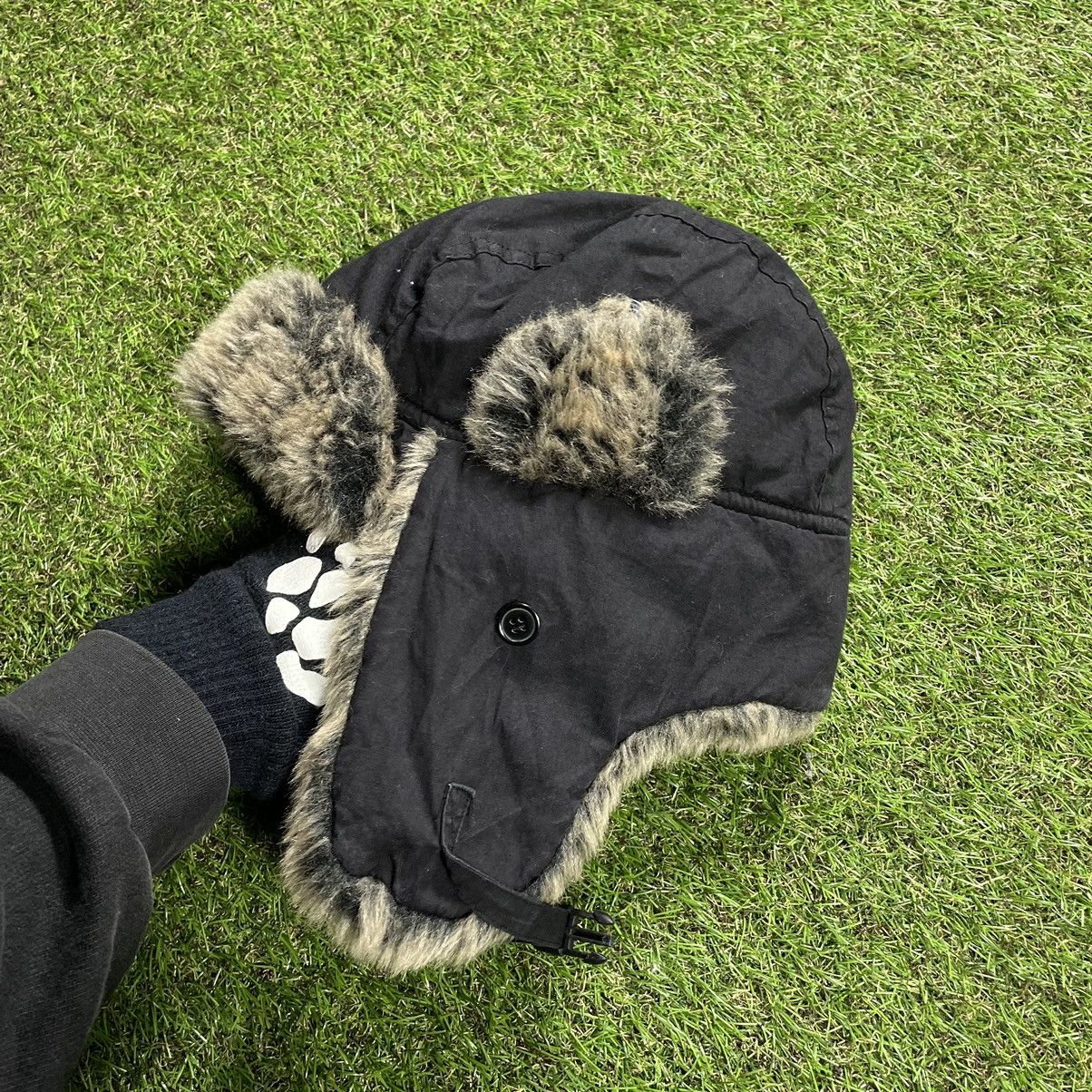 Vintage Vintage 90s Mohair Fuzzy Knit Beanie Goth Alt Black Logo OS Size ONE SIZE - 4 Thumbnail