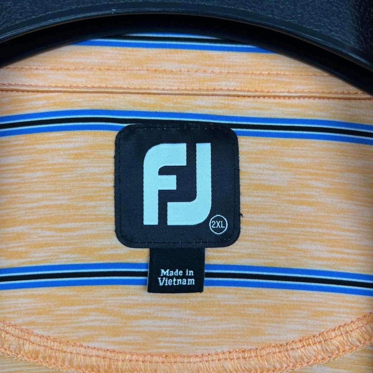 Footjoy Foot Joy Polo Shirt Men Orange Blue Striped Collared 2XL Size US XXL / EU 58 / 5 - 5 Thumbnail
