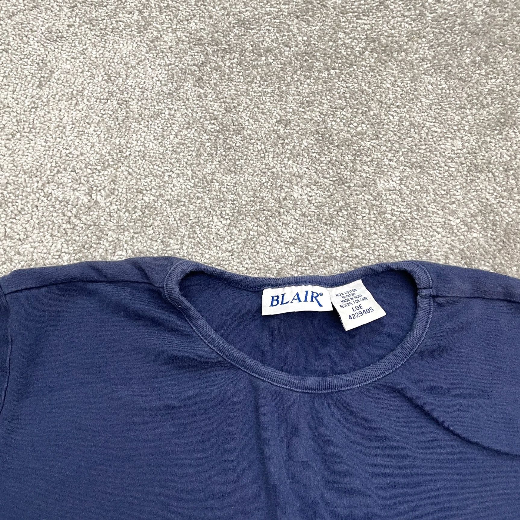 Blair Blair Basic Shirt Women Large Navy Blue Crew Neck Short Sleeve Cotton Casual Tee Size L / US 10 / IT 46 - 3 Thumbnail