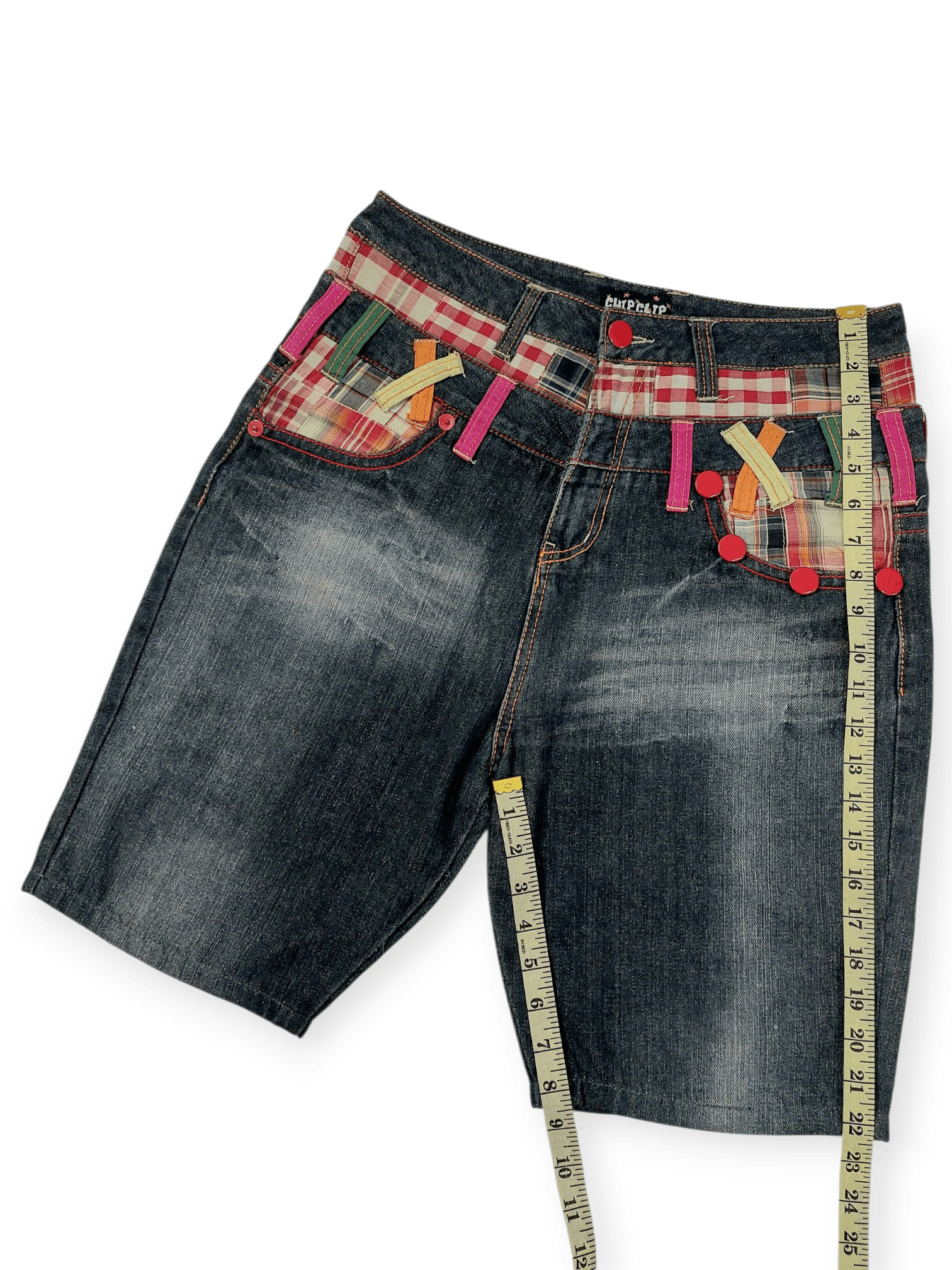 Designer Chip Clip Double Waist Patched Kapital Style Short Size US 31 - 12 Thumbnail