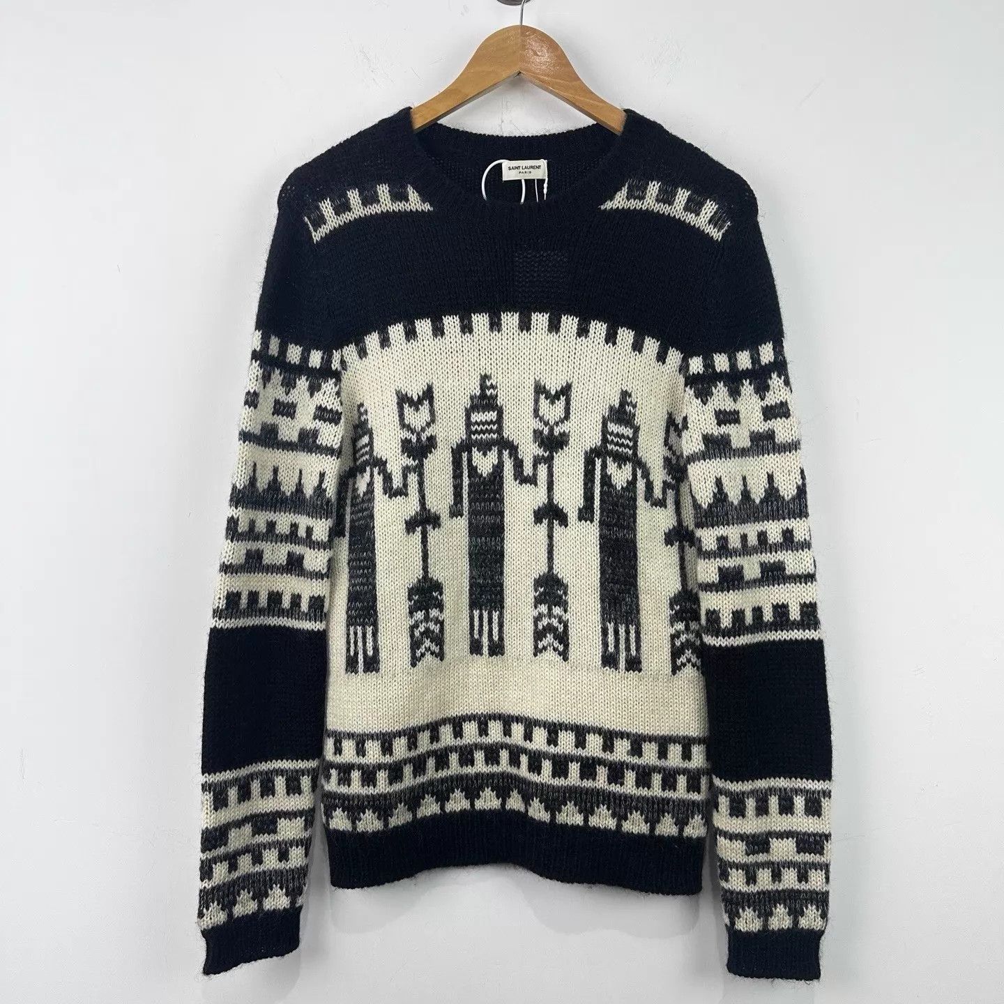 Saint Laurent Paris Saint Laurent Black & White Robot Jacquard Sweater XS Size XS / US 0-2 / IT 36-38 - 1 Thumbnail