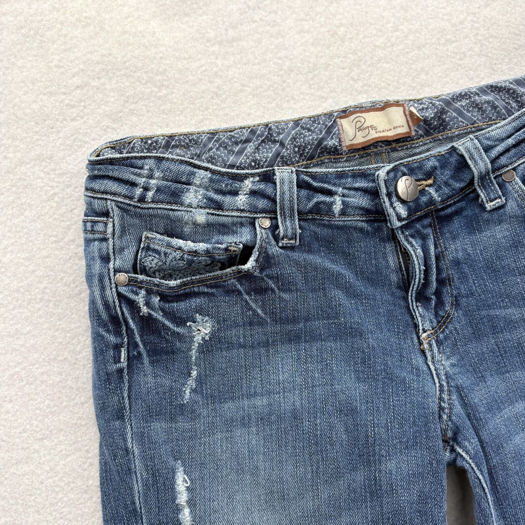 Paige Paige Laurel Canyon Bootcut Jeans Womens 28 Blue Low Rise Stretch Embroidered Size 28" / US 6 / IT 42 - 3 Thumbnail