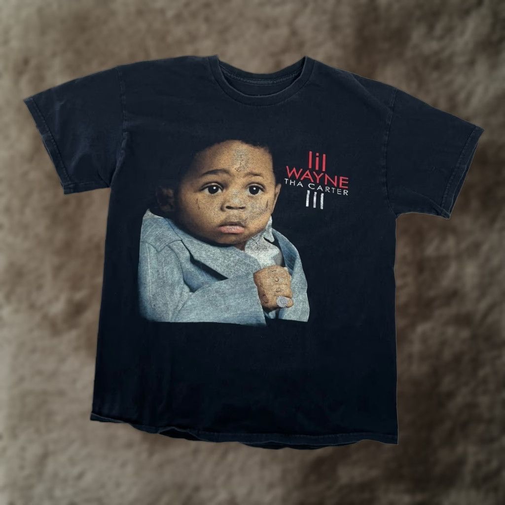 Vintage Lil Wayne "Tha Carter 3" T-Shirt Men Medium Black Cotton Crew Neck Graphic Print Logo Retro Hip Hop Band Gildan 5000 Limited Edition 2020s Shine Size US M / EU 48-50 / 2 - 1 Thumbnail