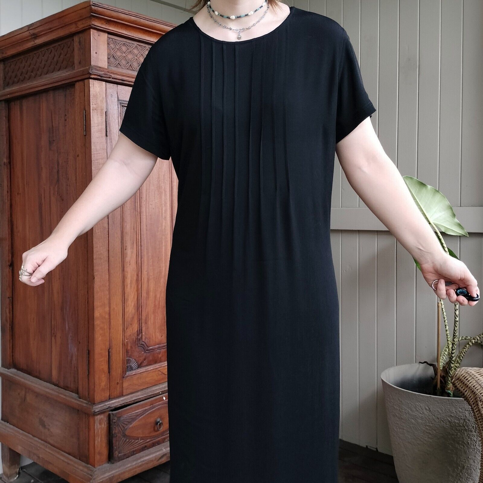 Other Womens Black Maxi Dress Size 16 Short Sleeve Tie Waist Size XL / US 12-14 / IT 48-50 - 7 Thumbnail