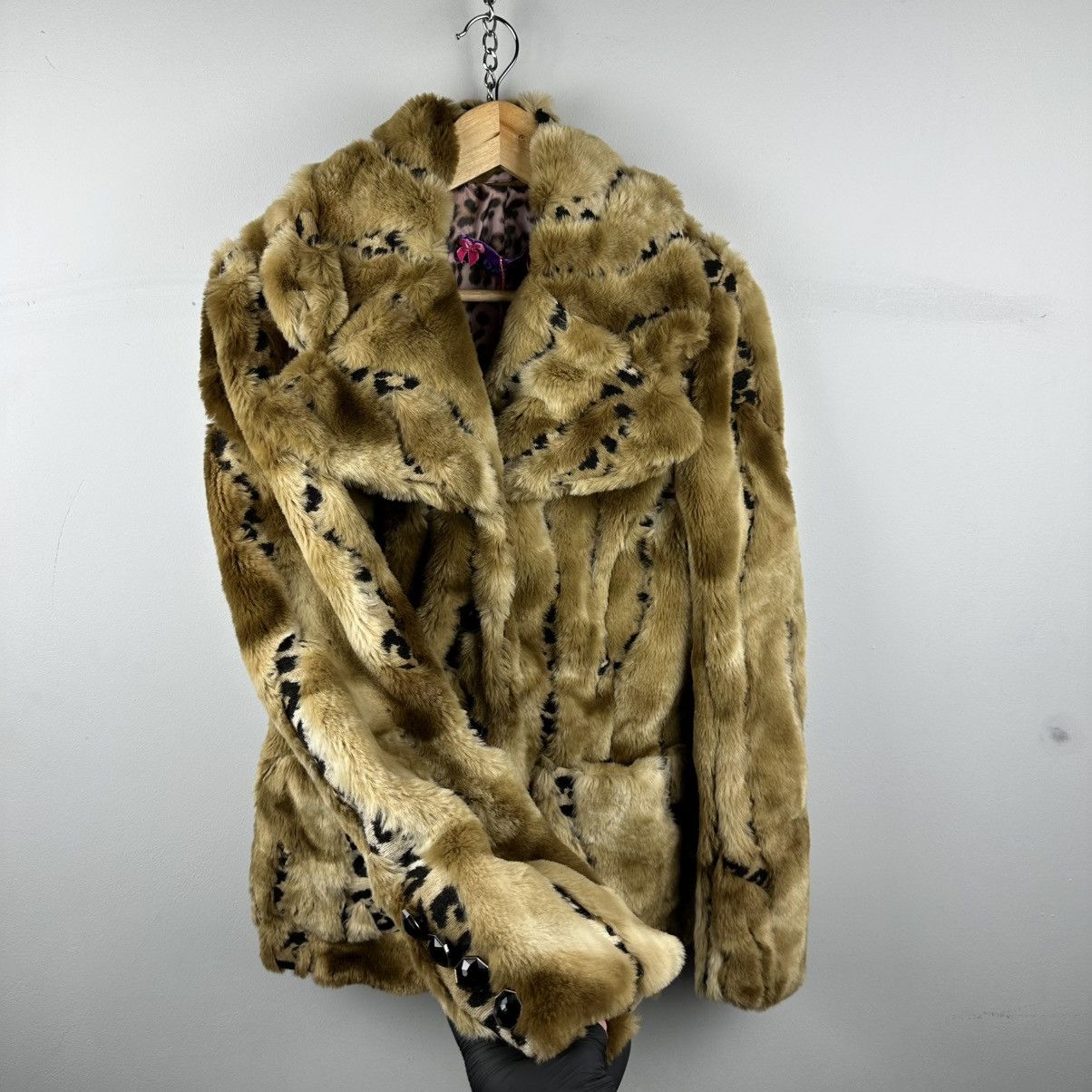 Vintage Vintage Bimbo Girl Y2K Glamour Leopard Fur Coat Size M / US 6-8 / IT 42-44 - 6 Thumbnail