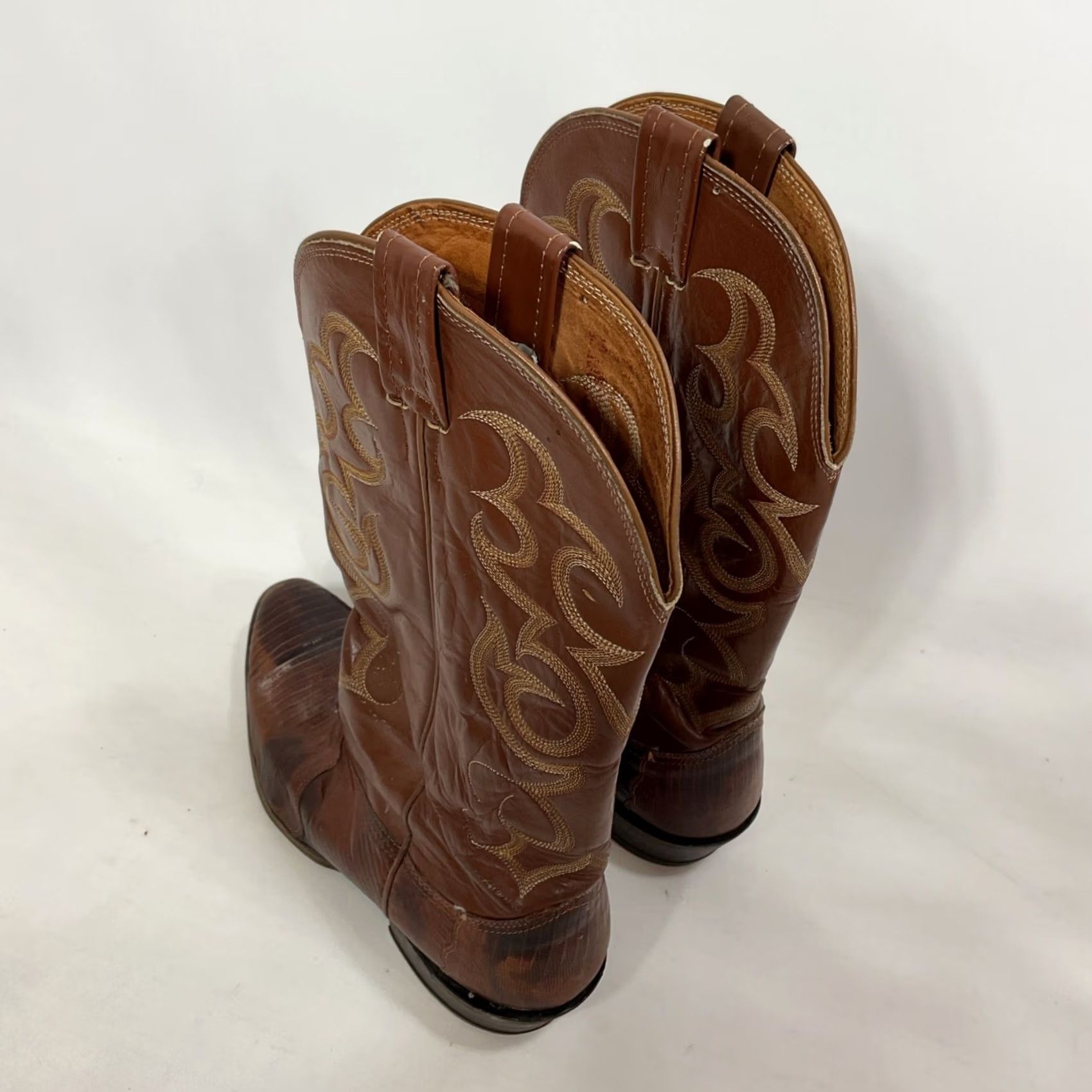 Vintage VINTAGE Nocona Boots Cowboy Boots Western Boots Ladies Brown Alligator Python 7278 10D Women Leather Shaft 12" Heel 2" Pointed Toe Size US 10 / IT 40 - 4 Thumbnail