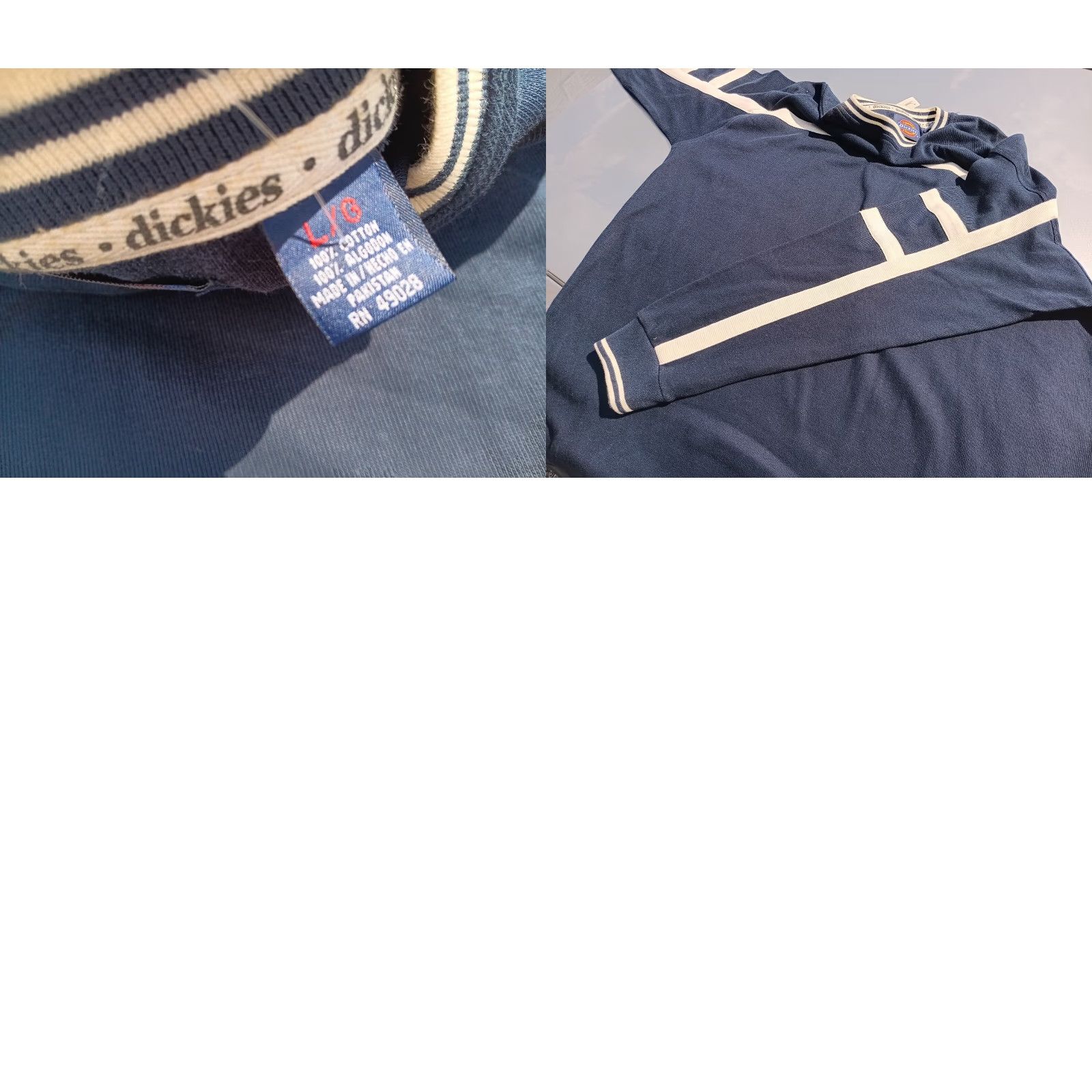 VINTAGE Dickies Blue Sweatshirt Mens Large NWT Solid Fleece Zip RN