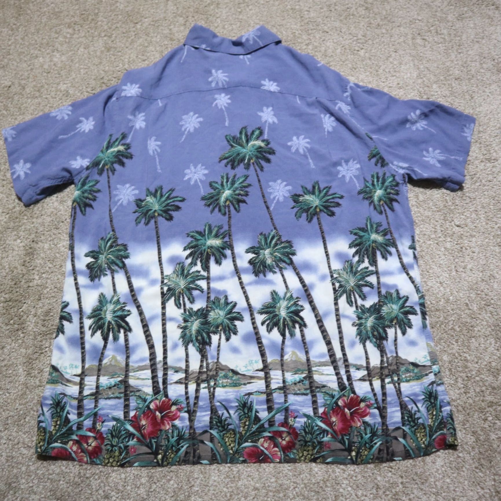 Vintage Saddlebred Shirt Hawaiian Button-Down Short Sleeve XL Blue Floral Palm Tree Men's Size XL Size US XL / EU 56 / 4 - 7 Thumbnail