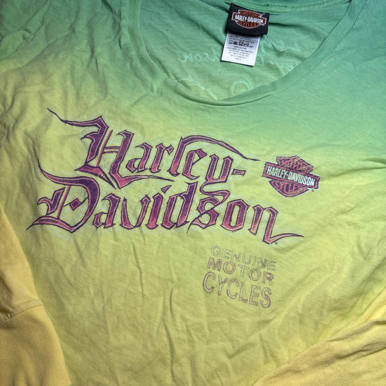 Harley Davidson Harley-Davidson Shirt Large Green Women’s Motorcycle VTG Size L / US 10 / IT 46 - 2 Thumbnail