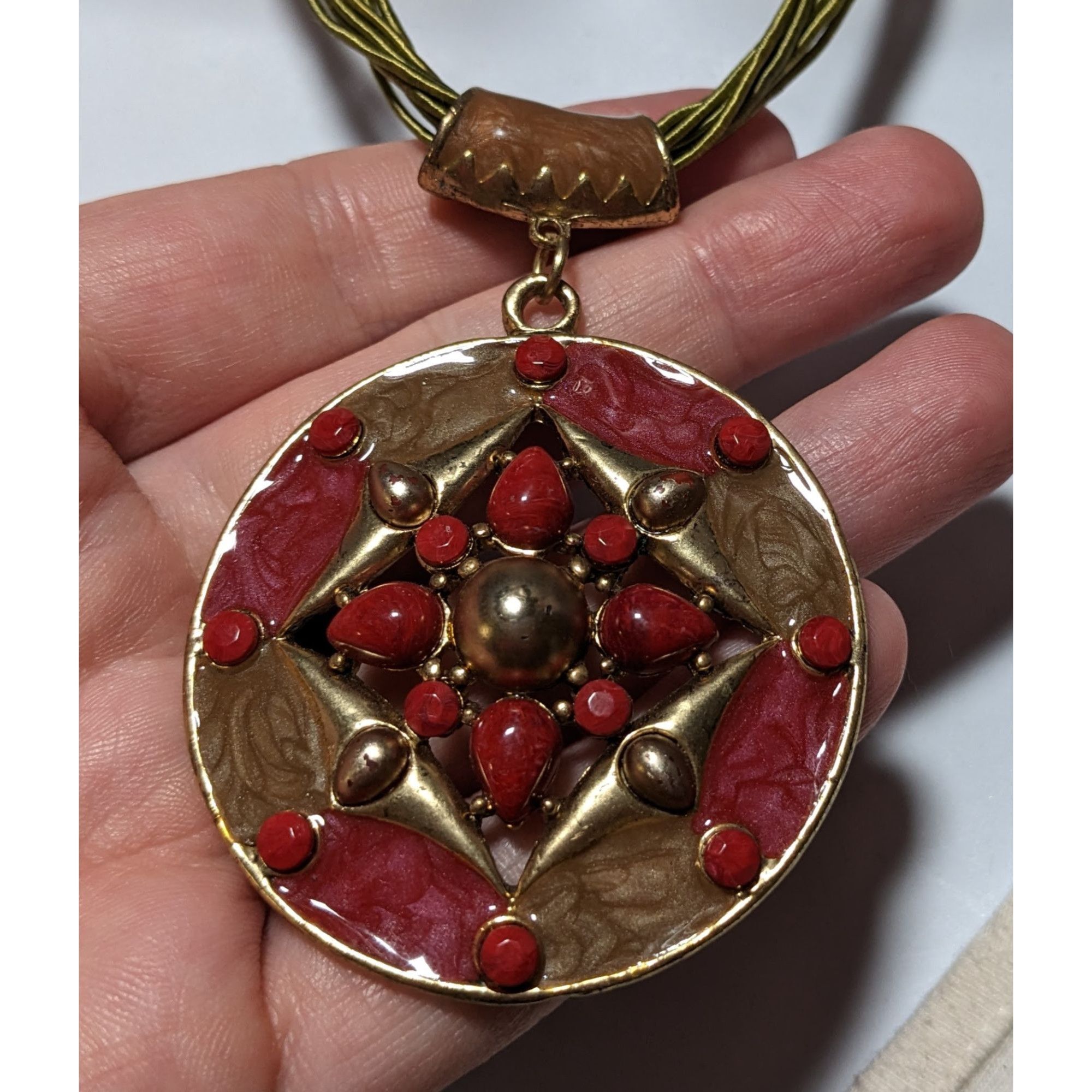Other Red And Gold Bohemian Medallion Necklace Size ONE SIZE - 8 Thumbnail