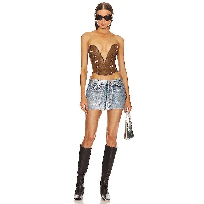 Other Fashion Nova Zorya Faux Leather Corset in Brown Size Large Size L / US 10 / IT 46 - 6 Thumbnail