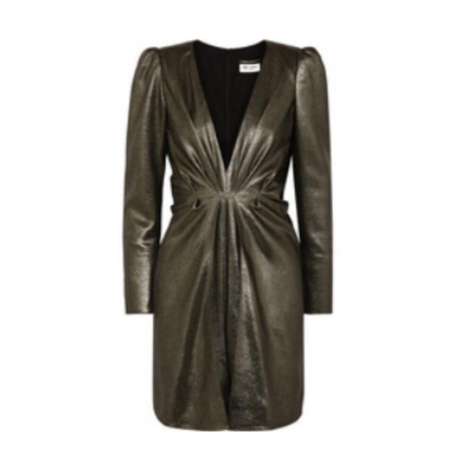 Saint Laurent Paris Saint Laurent Made in France Deep-V Silk Dress Size L / US 10 / IT 46 - 7 Thumbnail