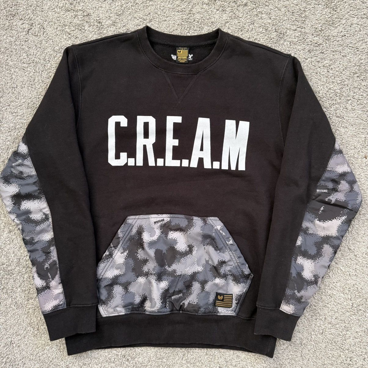 🔴Wu-Tang Sweater Size Large CREAM Black Camo Crewneck Gza