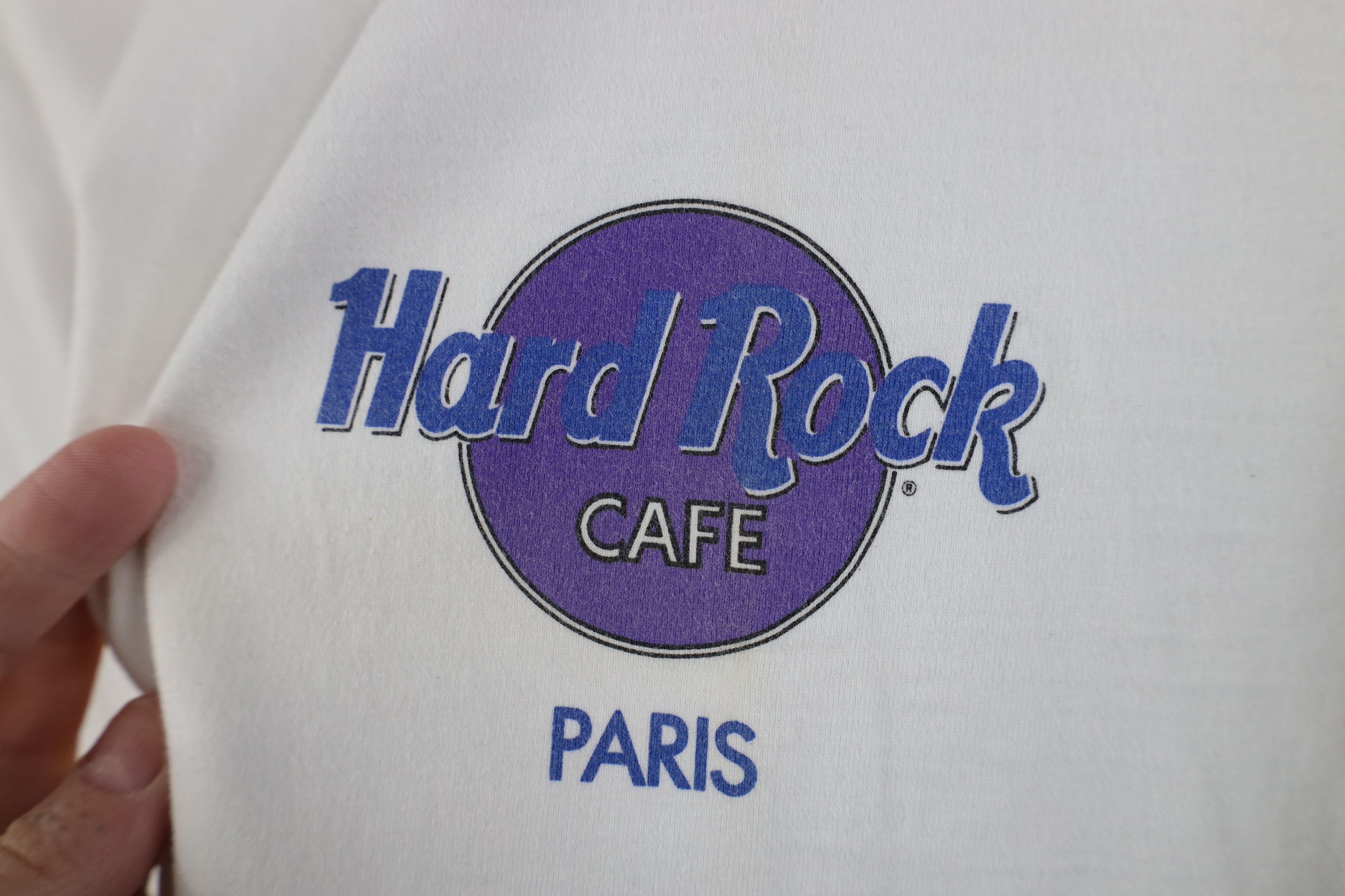 Hard Rock Cafe Vintage 90s Hard Rock Cafe Paris Eiffel Tower T-Shirt White Size US L / EU 52-54 / 3 - 5 Thumbnail