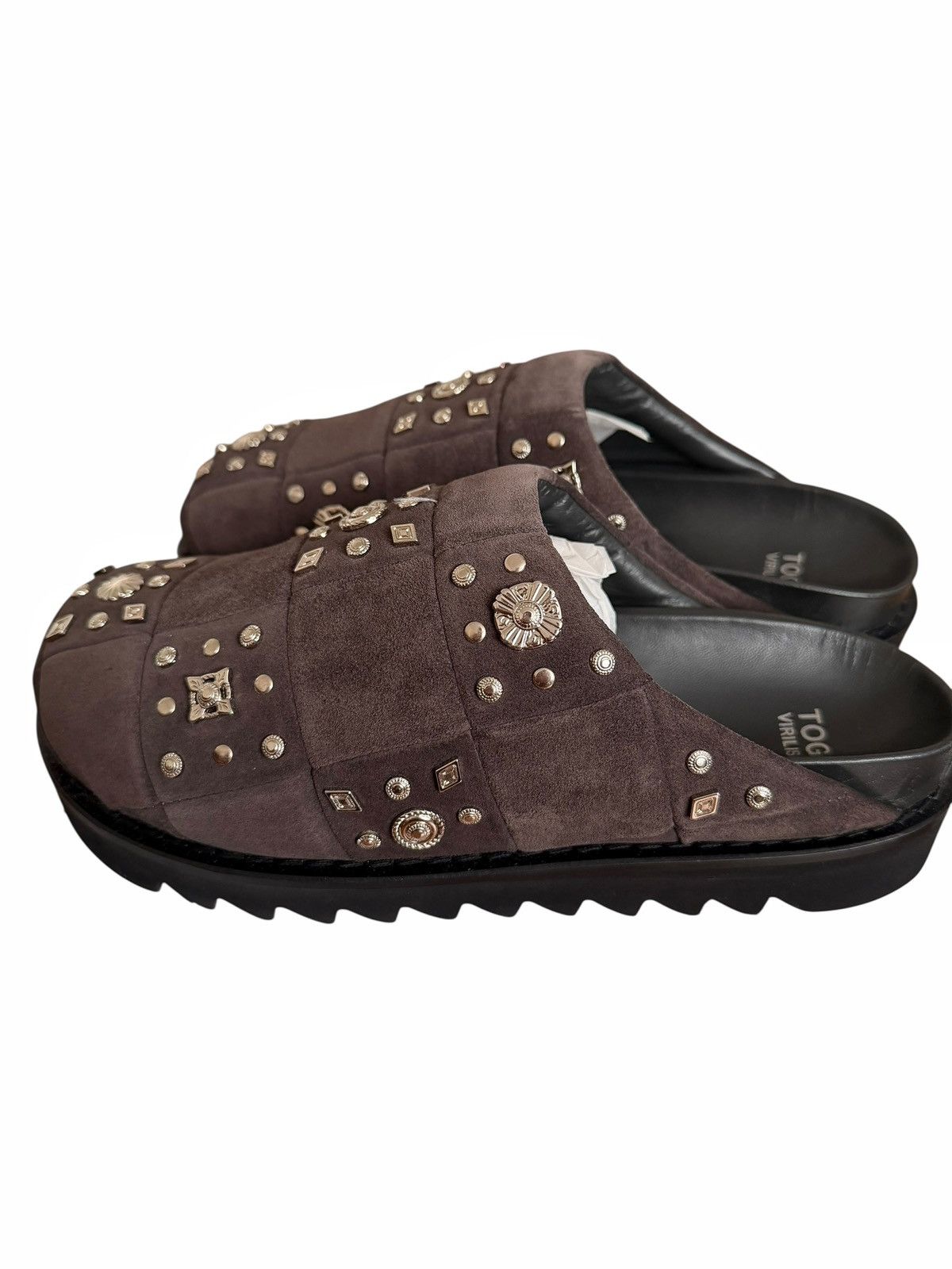 TOGA VIRILIS Suede Metal Embellished Mule Slides Size US 10 / EU 43 - 3 Thumbnail
