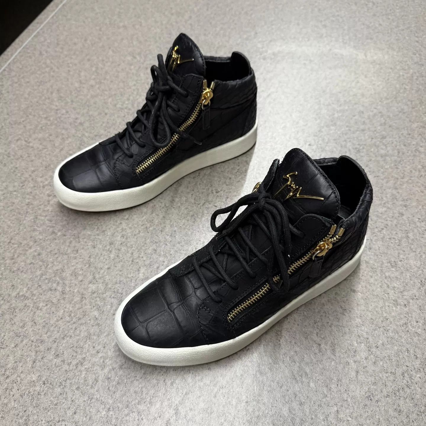 Giuseppe Zanotti GZ Croc Leather Black Casual Shoes 41.5 EU Excellent Size US 8.5 / EU 41-42 - 5 Thumbnail