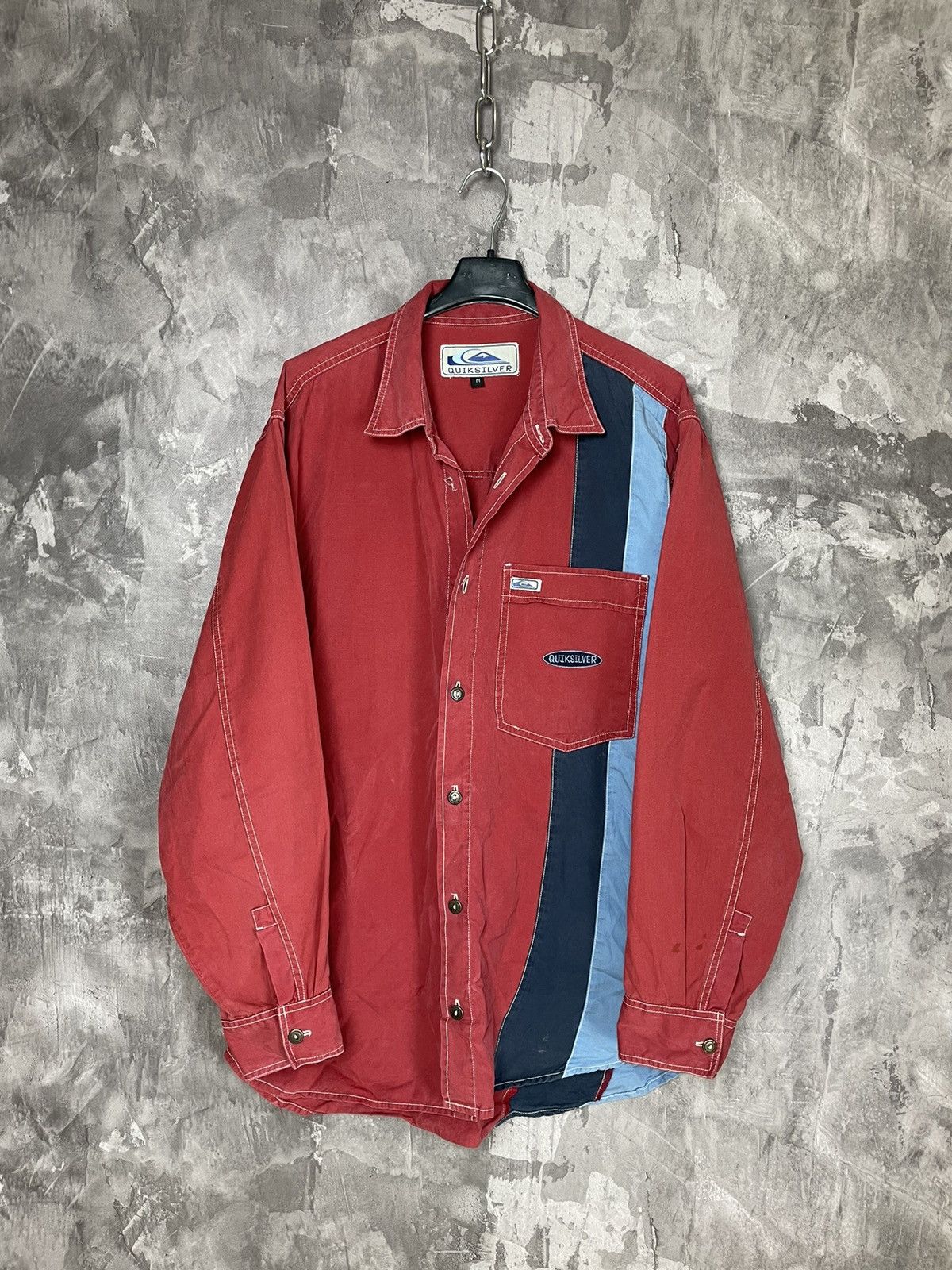 Quiksilver × Vintage Quicksilver Vintage 90s Crazy Patchwork Y2K Button Up Shirt Size US M / EU 48-50 / 2 - 1 Thumbnail