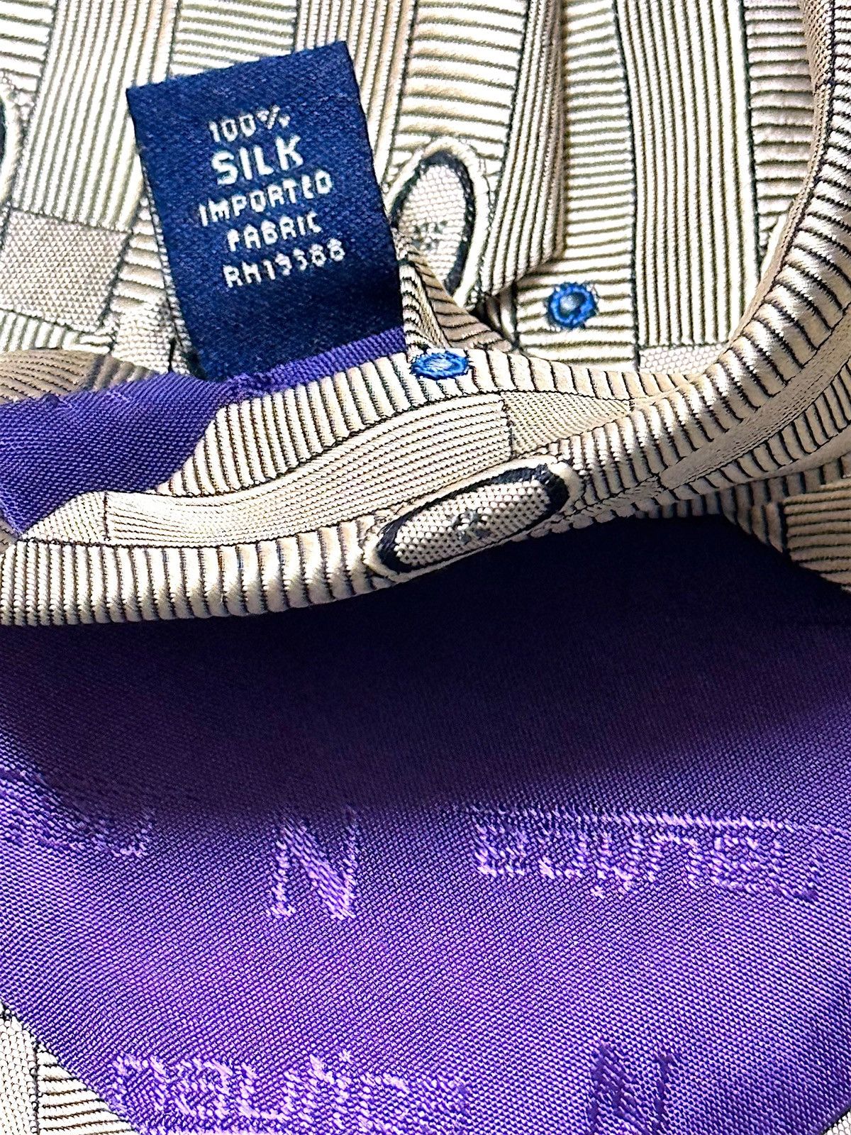 Nautica Nautica Early 90s Silver & Blue 100% Silk Geometric Neck Tie Size ONE SIZE - 4 Thumbnail