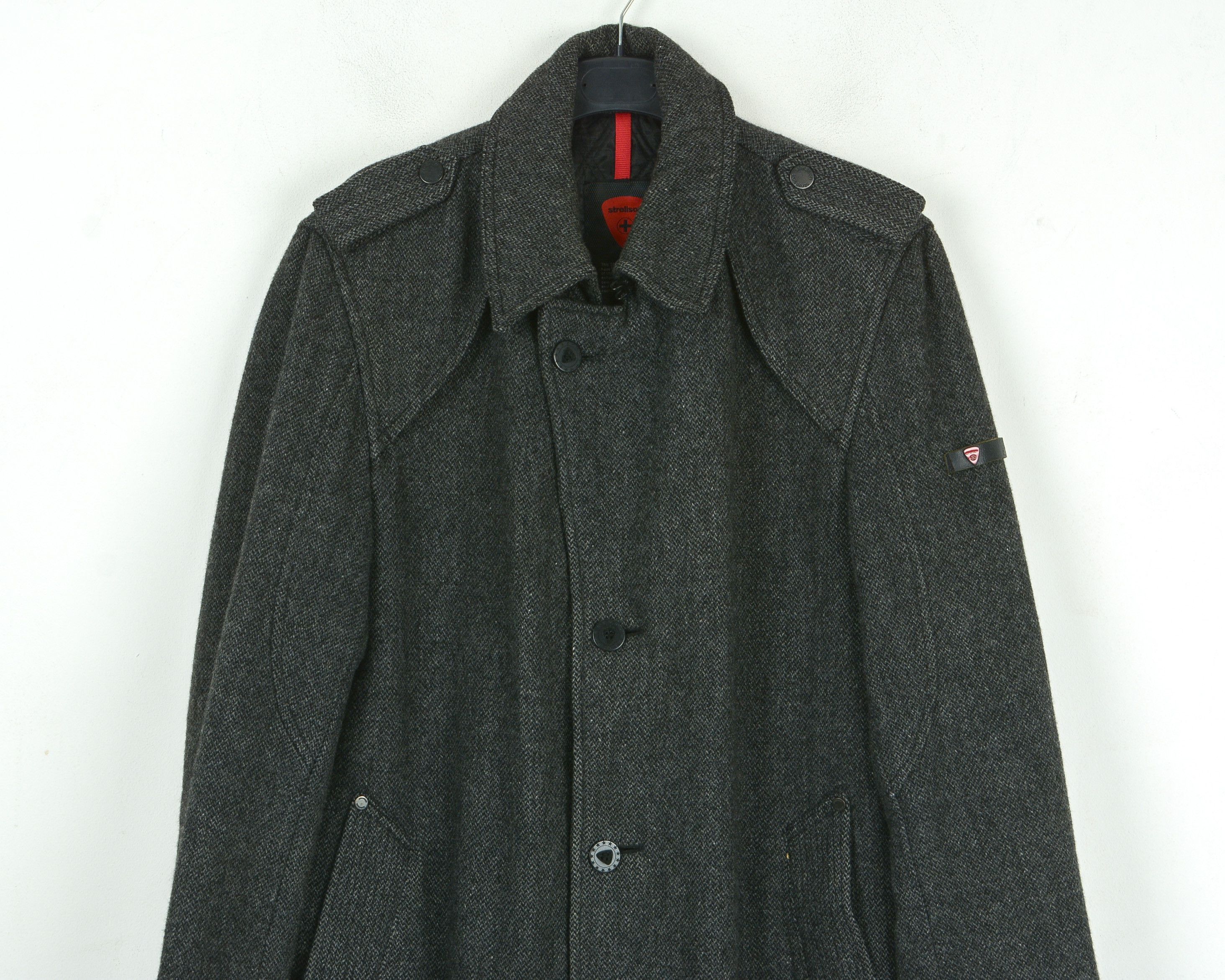 Strellson UK 40 US Virgin Wool Pea Over Coat Tweed Jacket EU 50 M Size US M / EU 48-50 / 2 - 2 Thumbnail