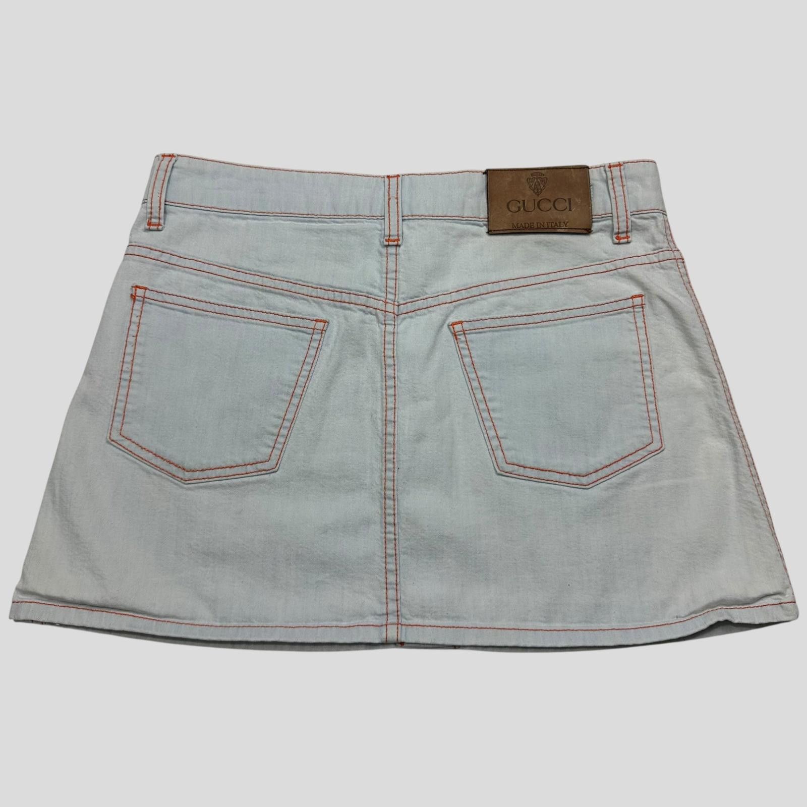 Gucci Gucci 2009 Denim Contrast Stitch Cargo Wraparound Miniskirt Size 27" / US 4 / IT 40 - 3 Thumbnail