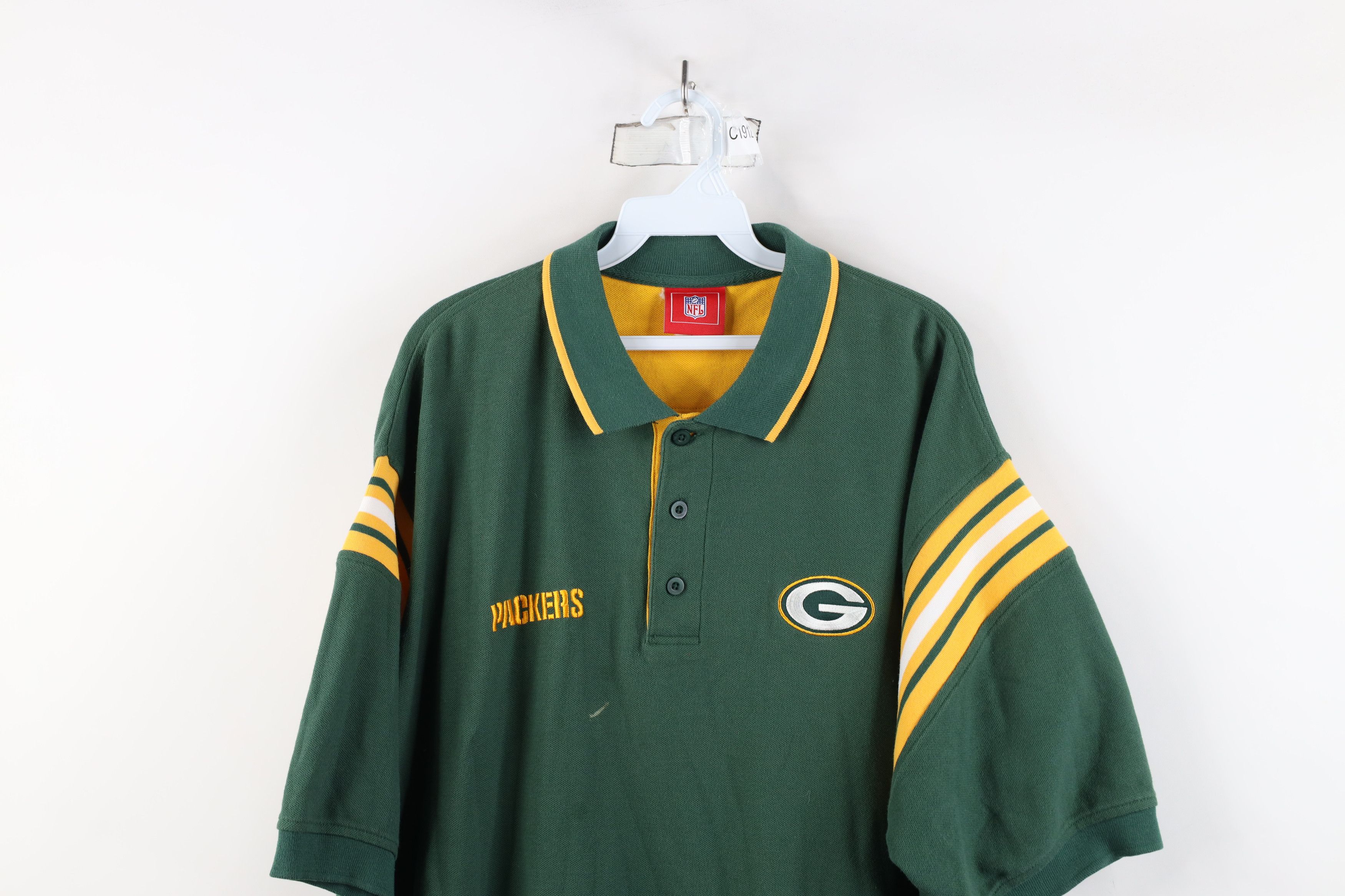 Vintage Vintage NFL Spell Out Green Bay Packers Football Polo Shirt Size US XL / EU 56 / 4 - 2 Thumbnail